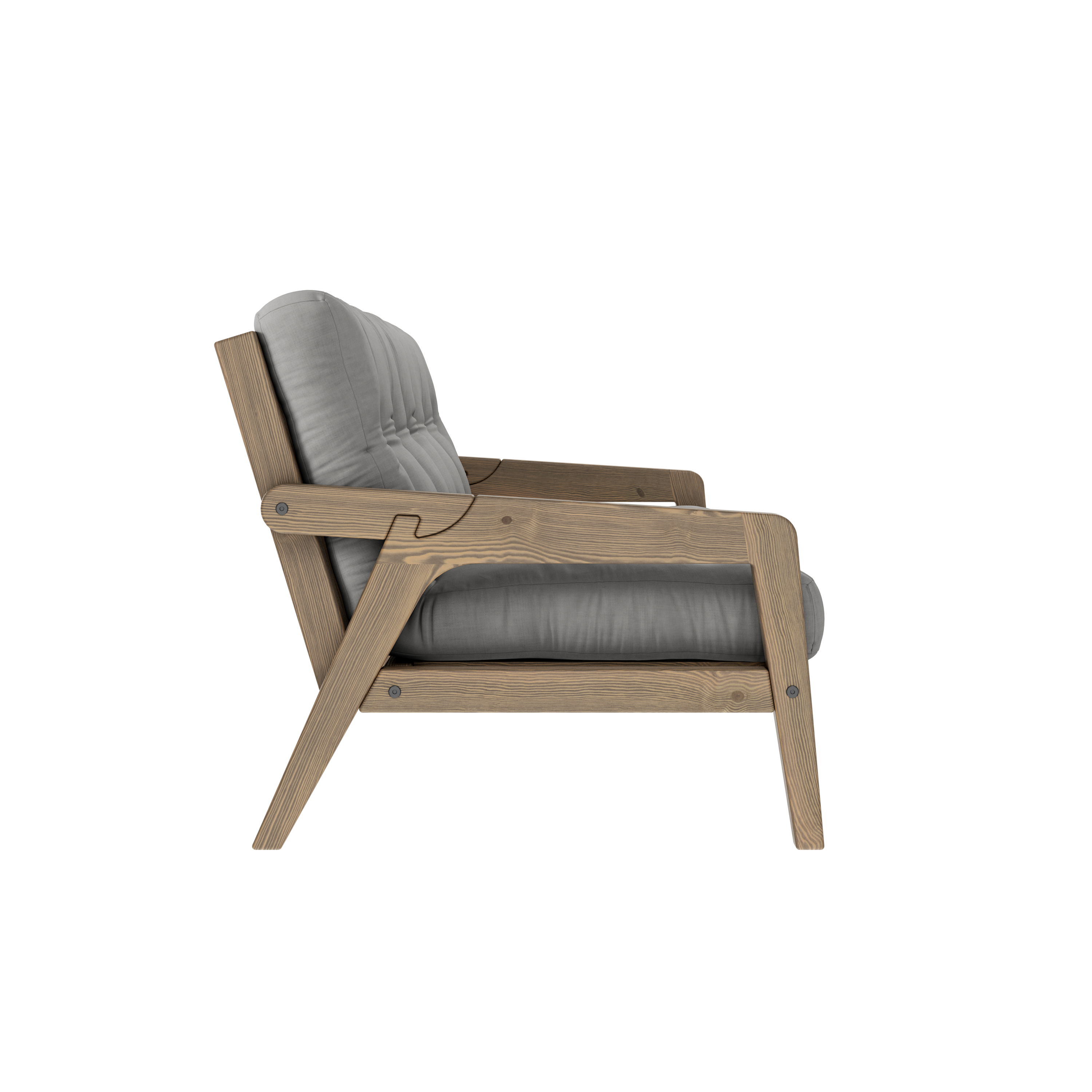 SANGLE CAROUBE MARRON LAQUÉE AVEC MATELAS MIXTE 5 COUCHES GRIS