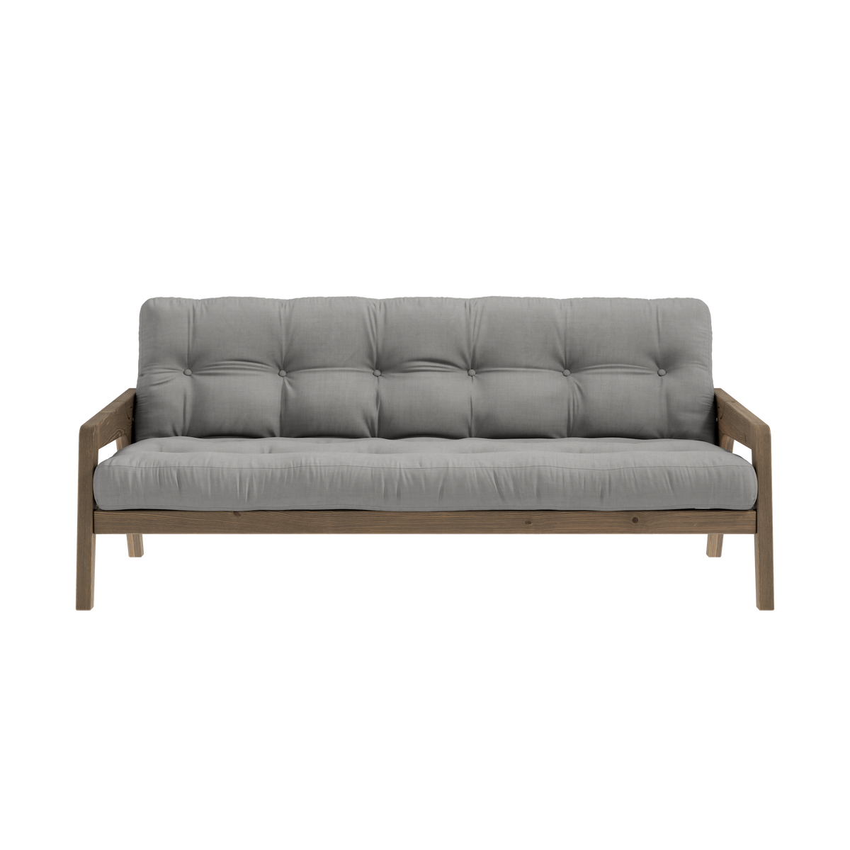 GRAB CAROB BROWN LACQUERED W. 5-LAYER MIXED MATTRESS GREY