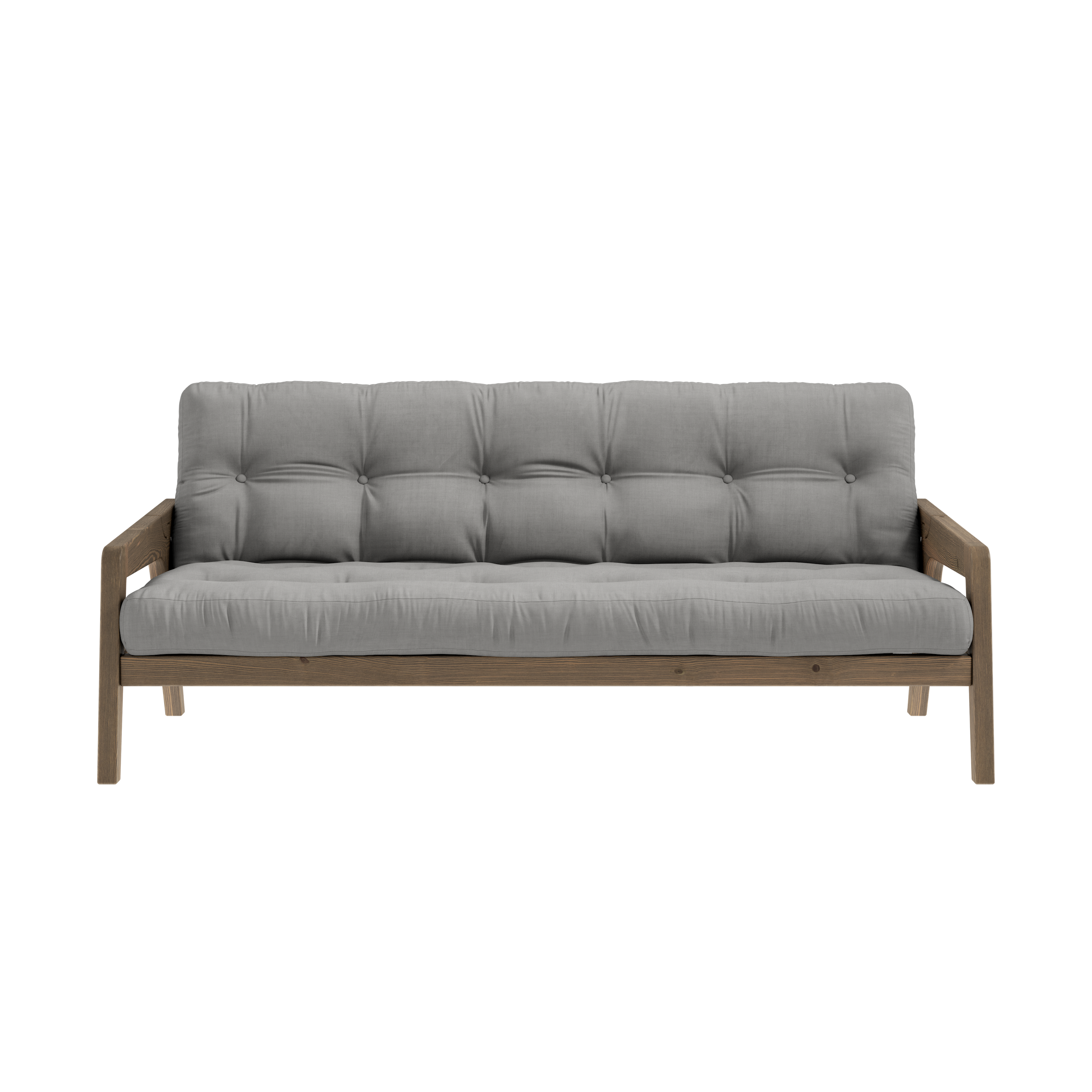 SANGLE CAROUBE MARRON LAQUÉE AVEC MATELAS MIXTE 5 COUCHES GRIS