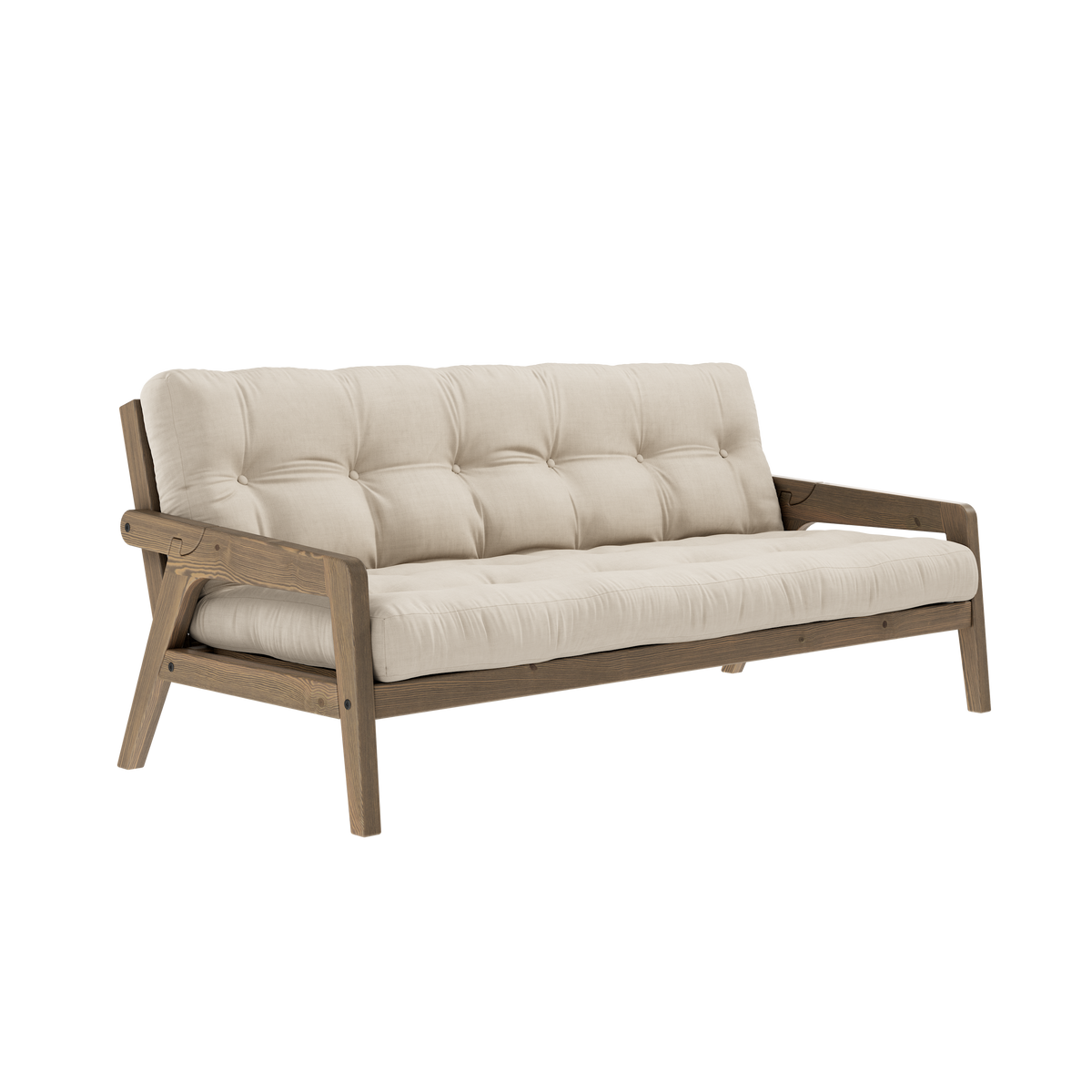 GRAB CAROB BROWN LACQUERED W. 5-LAYER MIXED MATTRESS BEIGE