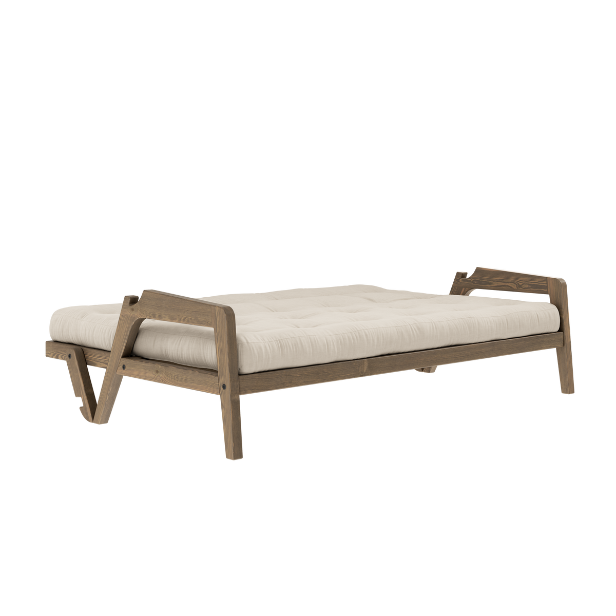 GRAB CAROB BROWN LACQUERED W. 5-LAYER MIXED MATTRESS BEIGE