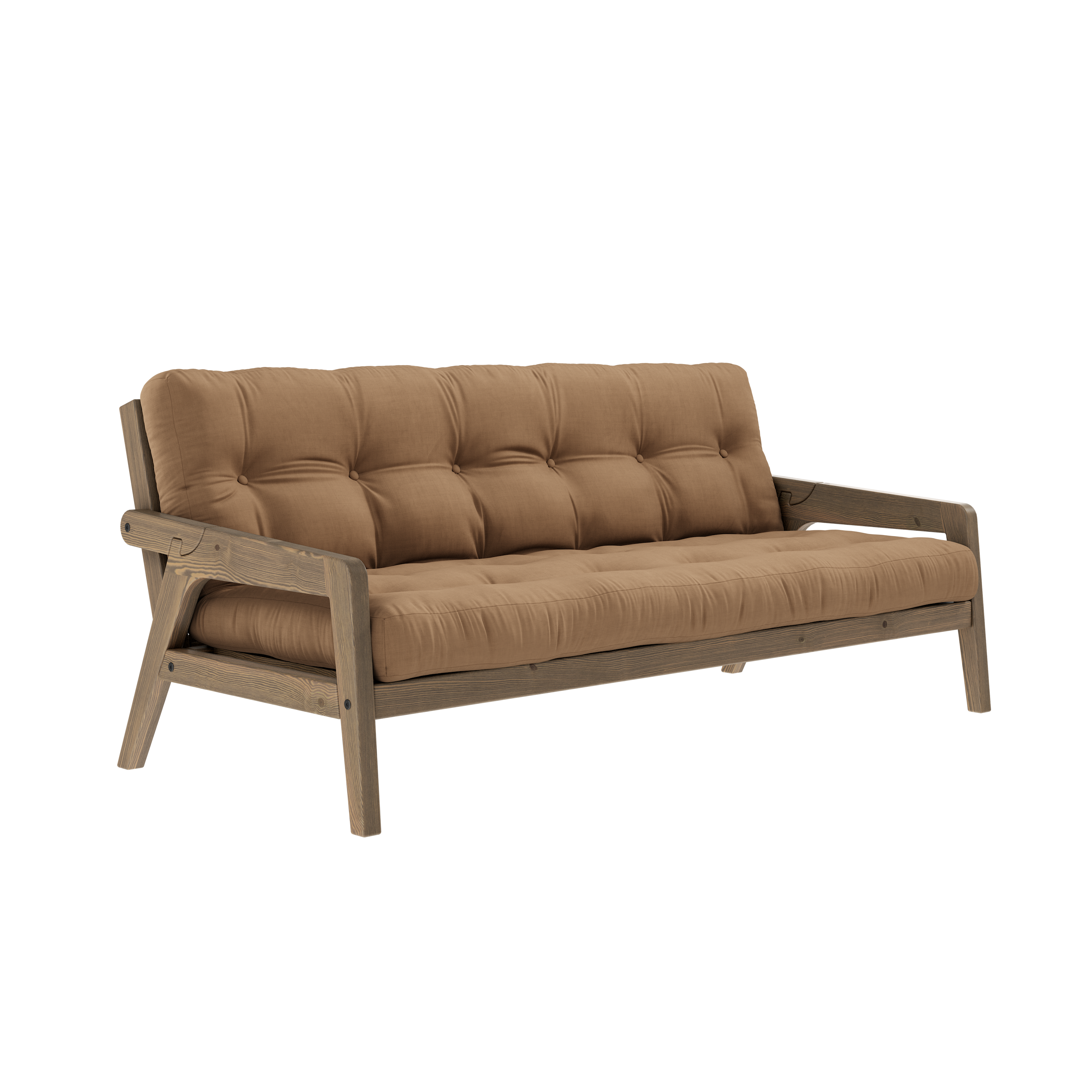 GRAB CAROB BROWN LACQUERED W. 5-LAYER MIXED MATTRESS MOCCA