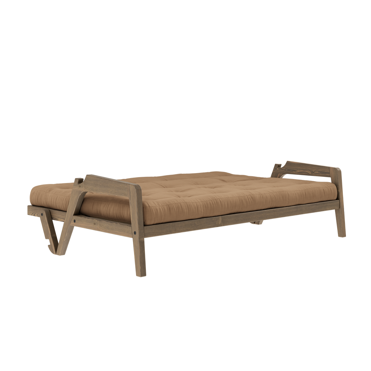 GRAB CAROB BROWN LACQUERED W. 5-LAYER MIXED MATTRESS MOCCA