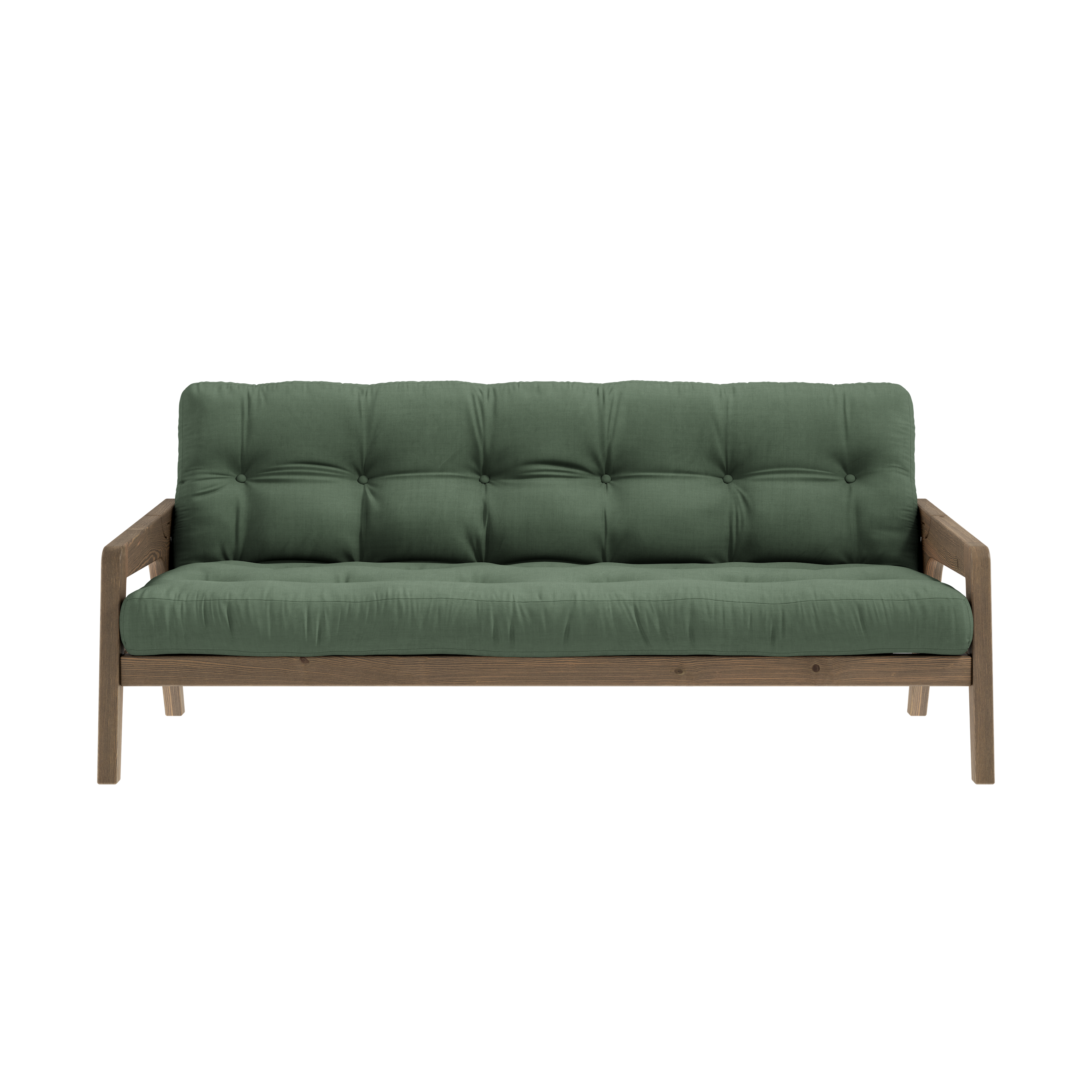 GRAB CAROB BROWN LACQUERED W. 5-LAYER MIXED MATTRESS OLIVE GREEN