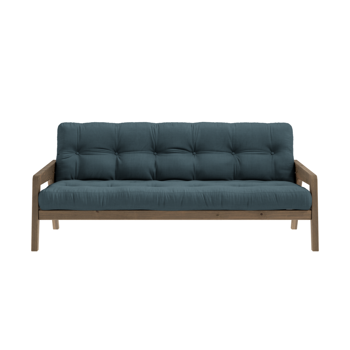 GRAB CAROB BROWN LACQUERED W. 5-LAYER MIXED MATTRESS PETROL BLUE
