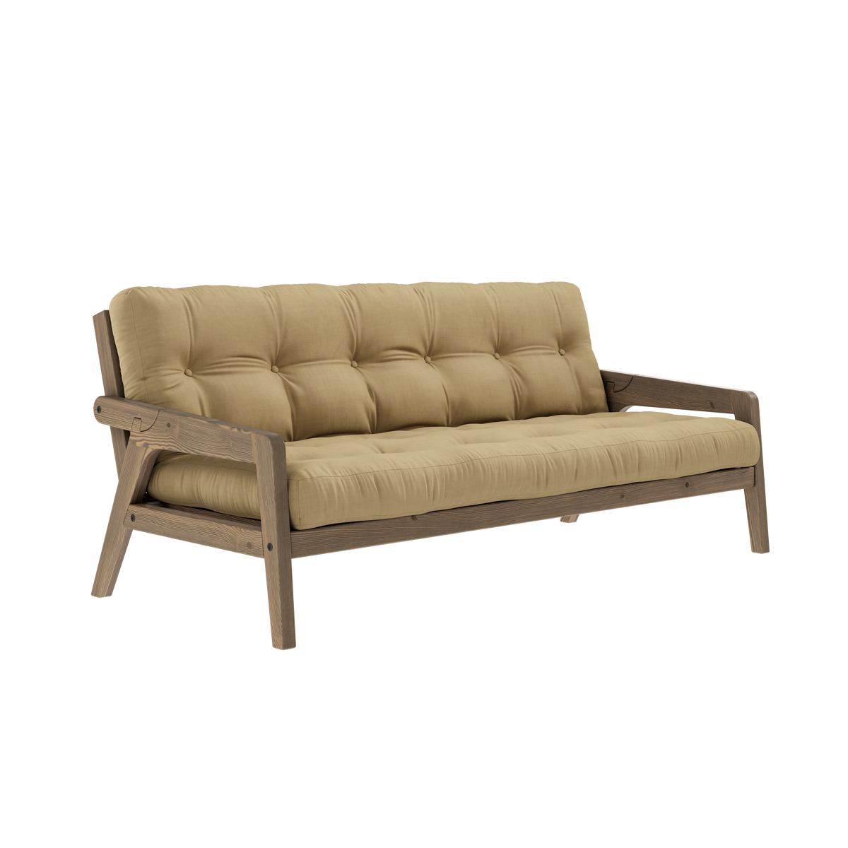 GRAB CAROB BROWN LACQUERED W. 5-LAYER MIXED MATTRESS WHEAT BEIGE