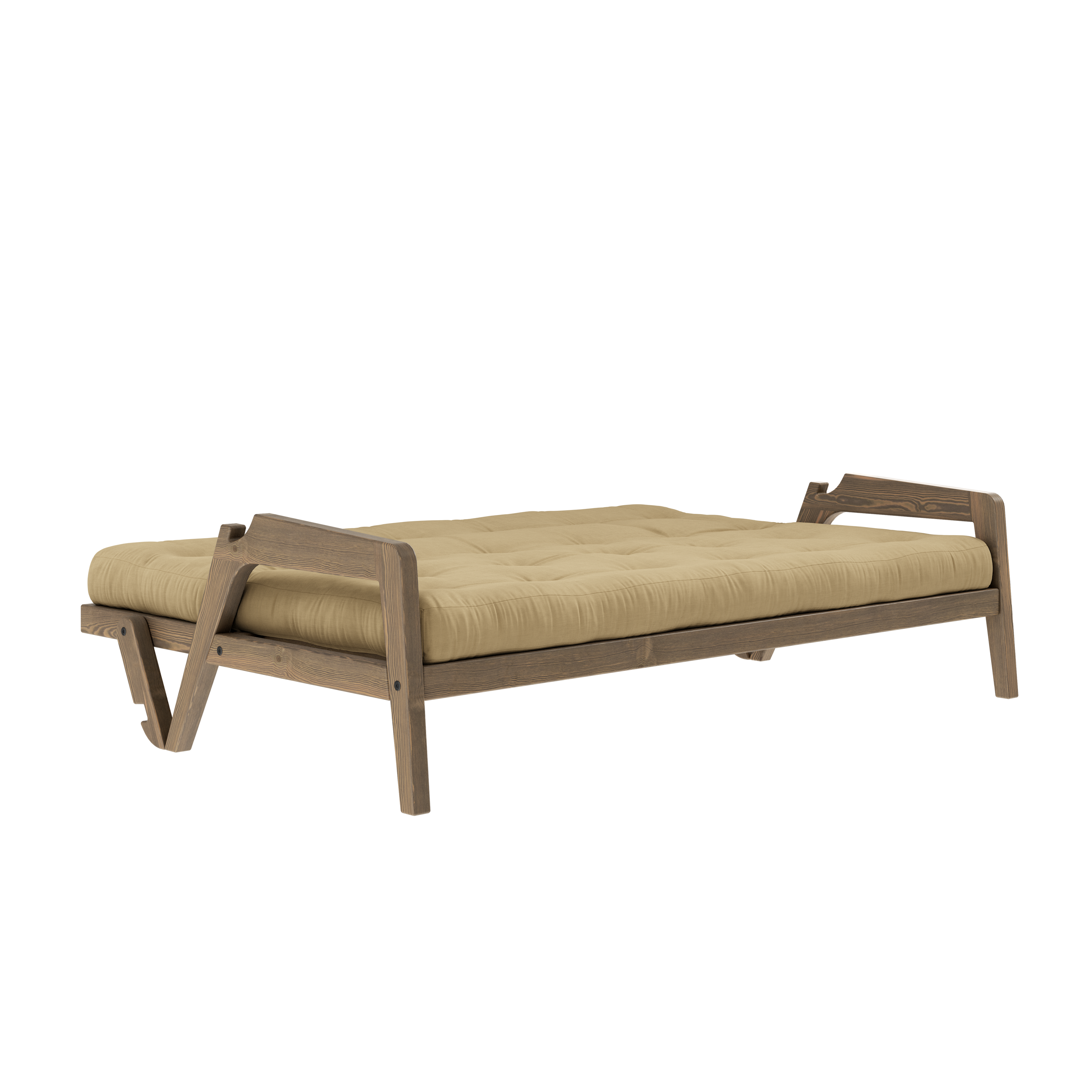 GRAB CAROB BROWN LACQUERED W. 5-LAYER MIXED MATTRESS WHEAT BEIGE