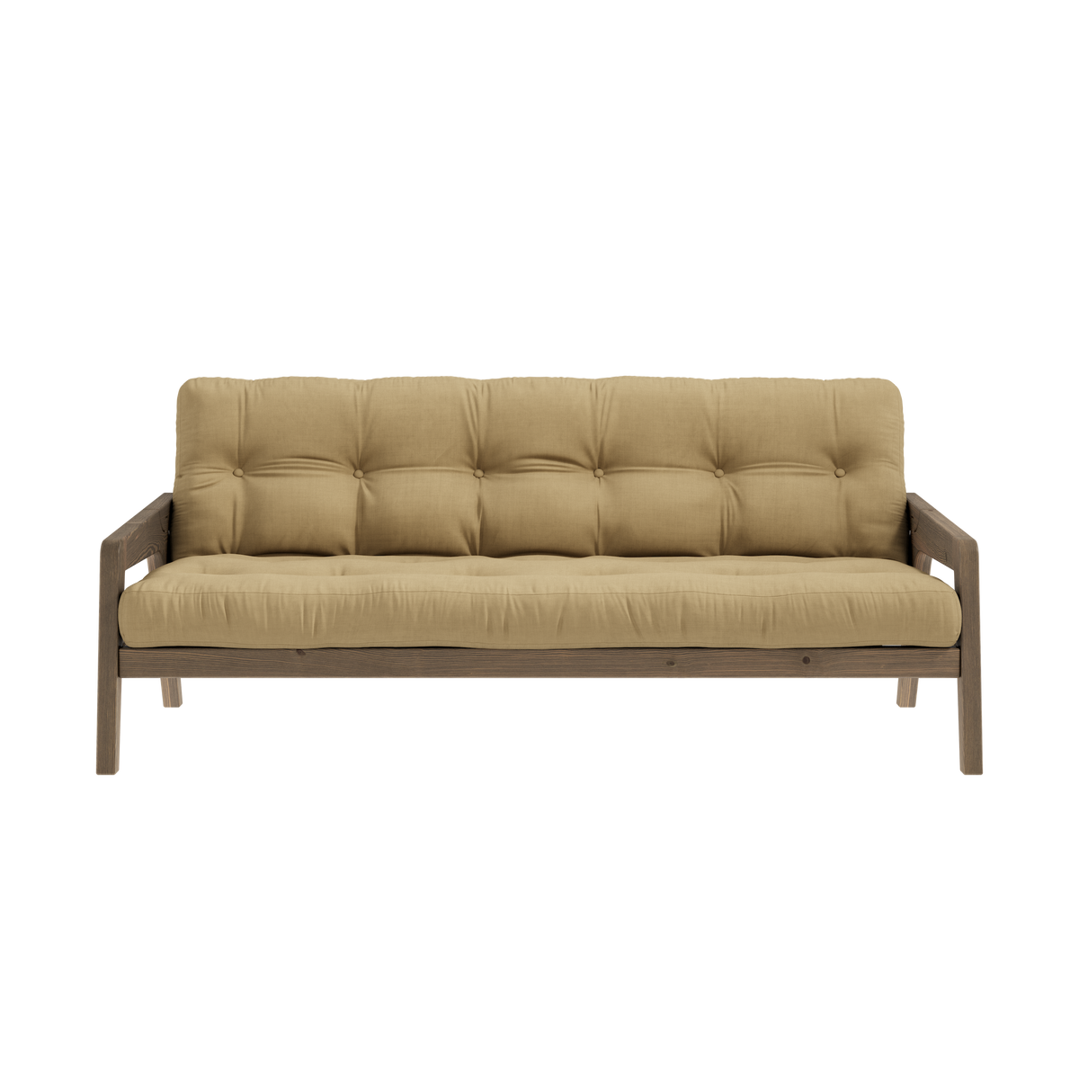 GRAB CAROB BROWN LACQUERED W. 5-LAYER MIXED MATTRESS WHEAT BEIGE