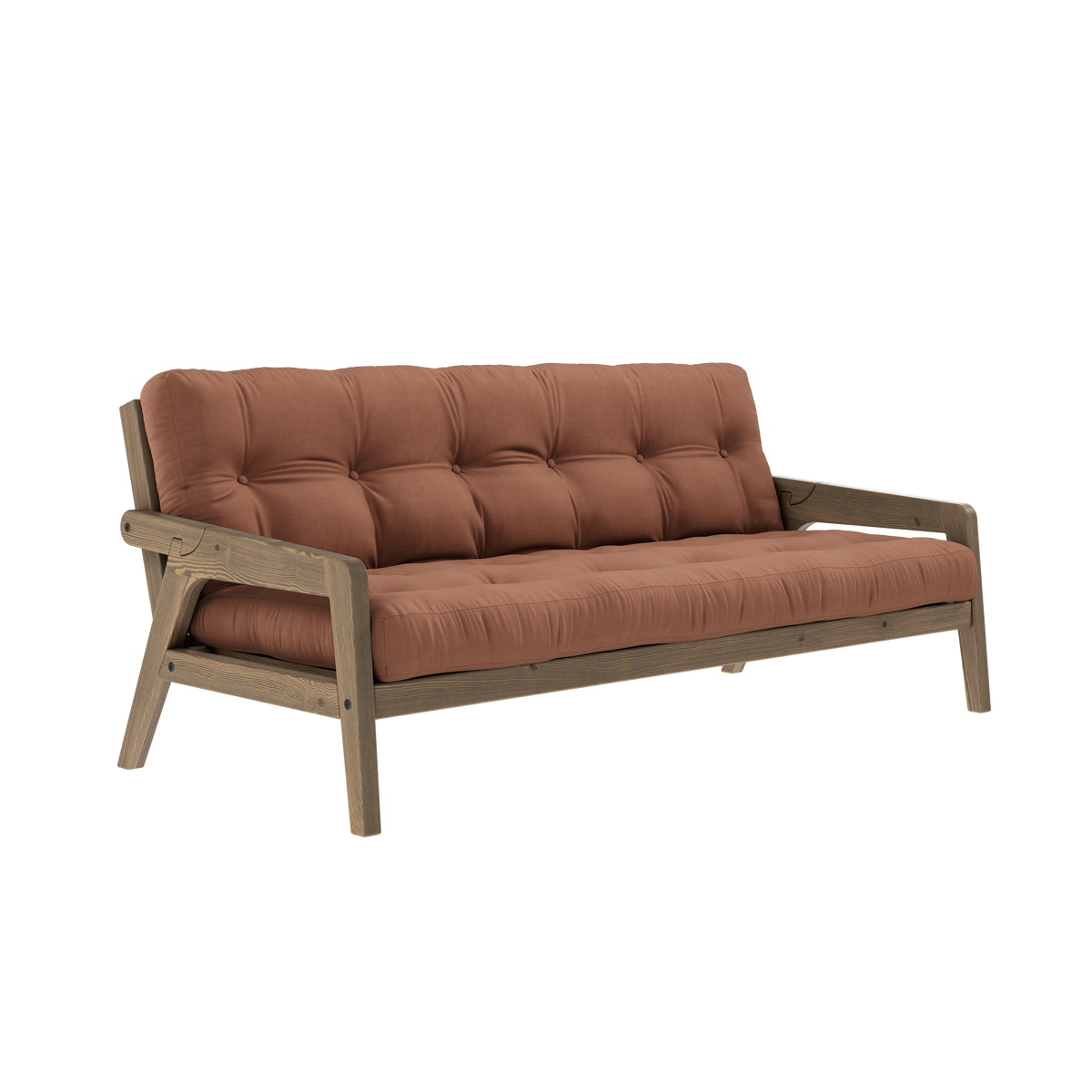 GRAB CAROB BROWN LACQUERED W. 5-LAYER MIXED MATTRESS CLAY BROWN