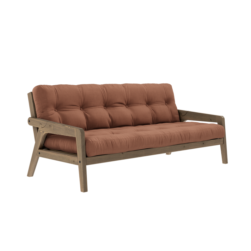 GRAB CAROB BROWN LACQUERED W. 5-LAYER MIXED MATTRESS CLAY BROWN