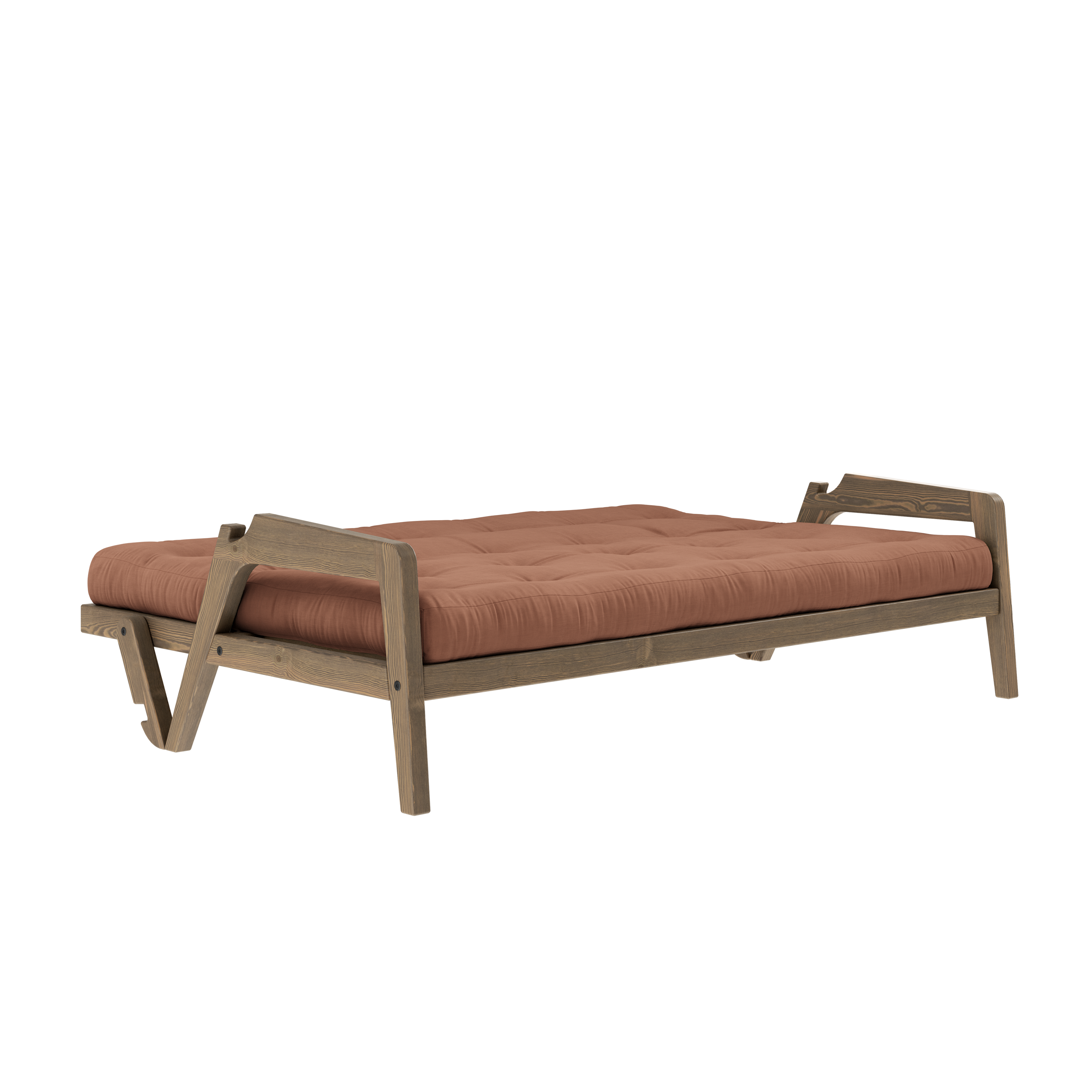 GRAB CAROB BROWN LACQUERED W. 5-LAYER MIXED MATTRESS CLAY BROWN