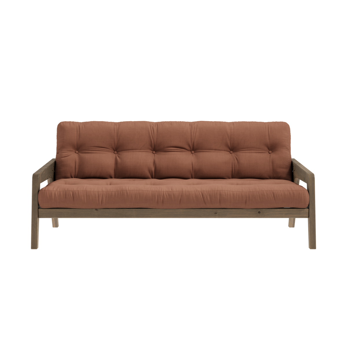 GRAB CAROB BROWN LACQUERED W. 5-LAYER MIXED MATTRESS CLAY BROWN