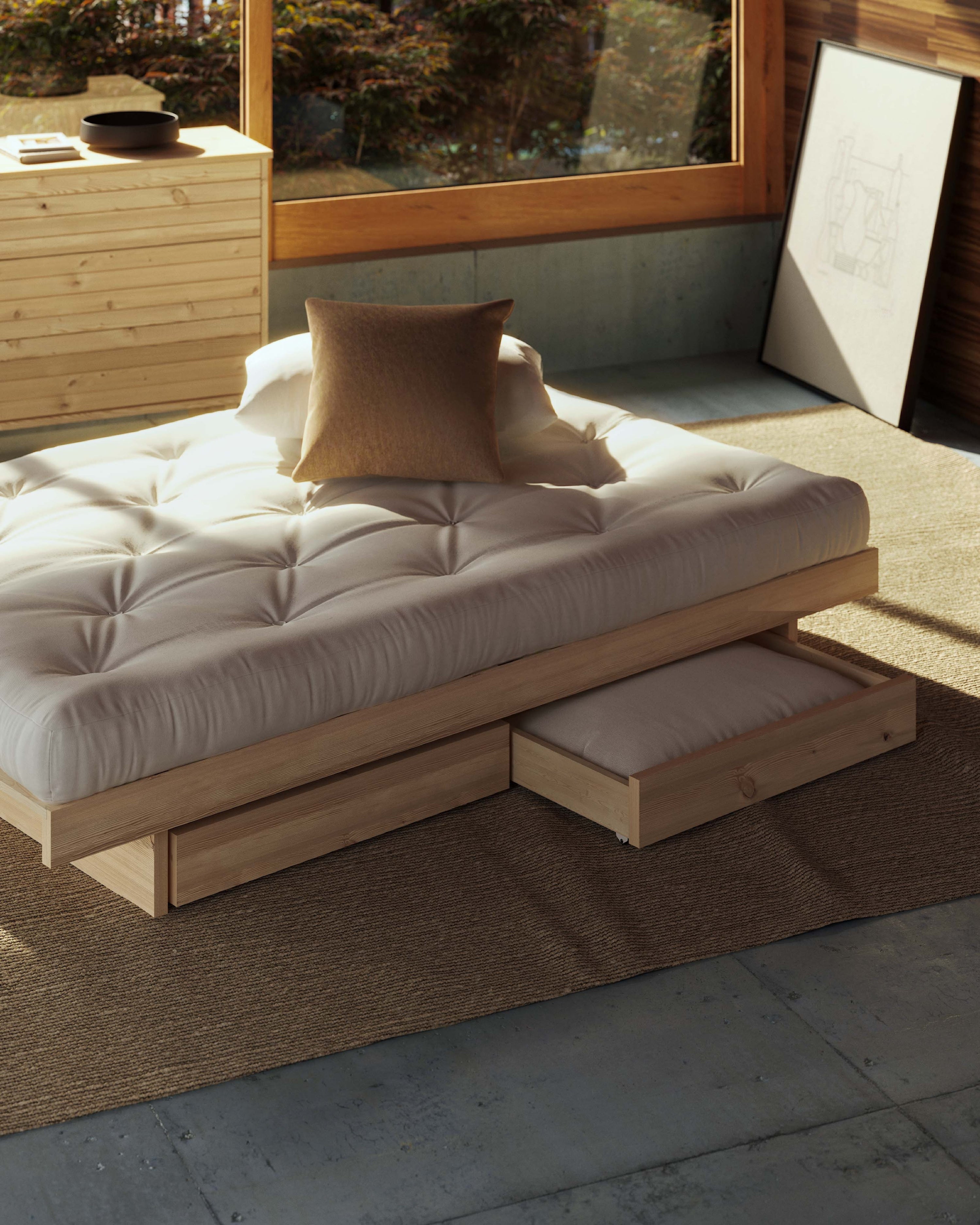 KANSO BED RAW 140 X 200 W. 4 PCS BED ROLLERS RAW