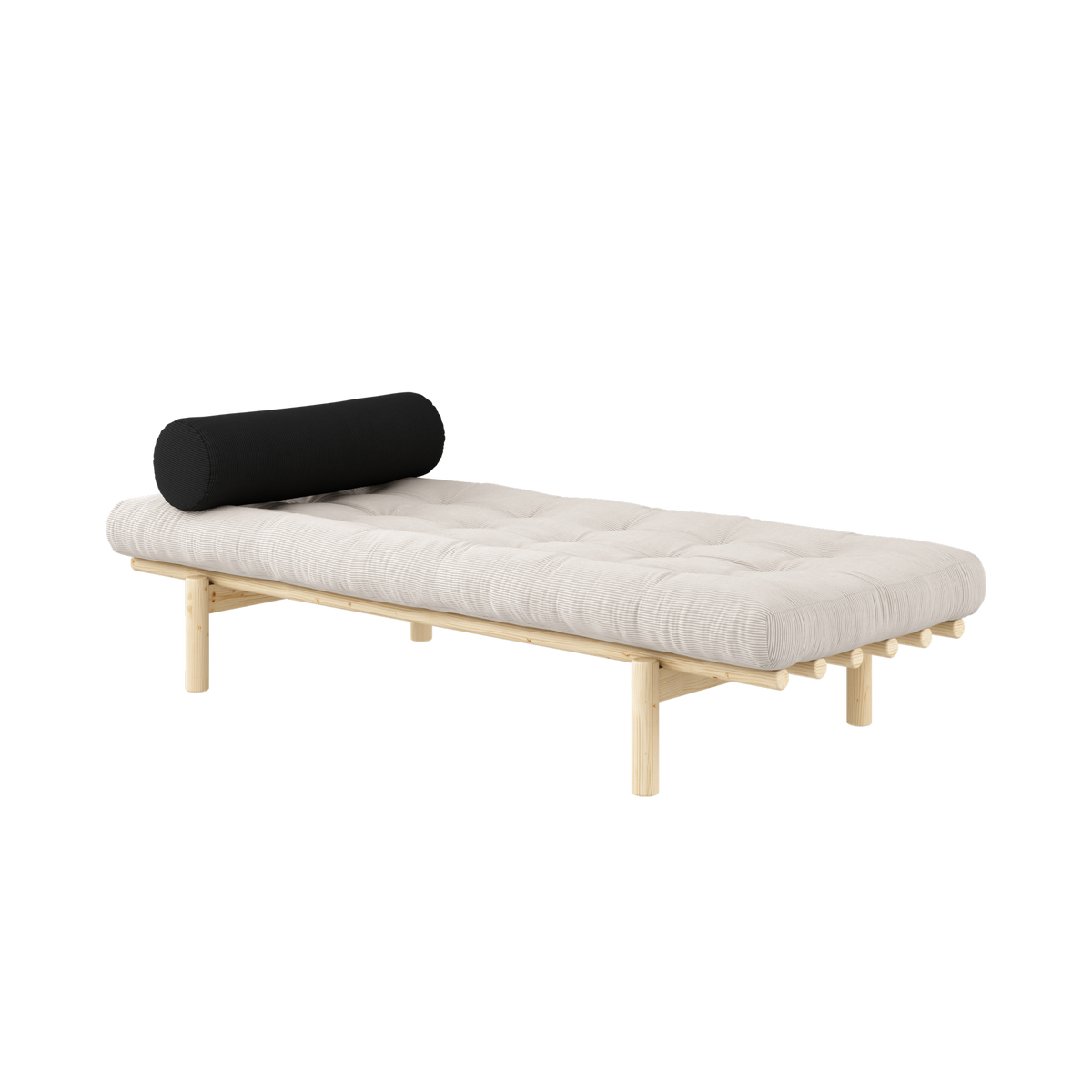 BANQUETTE LIT D'APPOINT VERNIS CLAIR AVEC MATELAS MIXTE 4 COUCHES IVOIRE