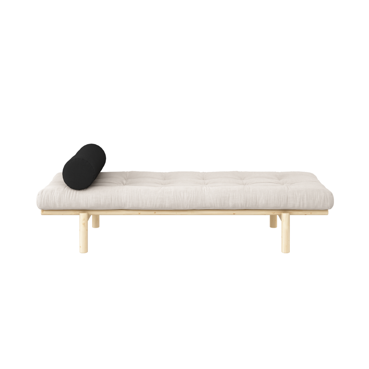 BANQUETTE LIT D'APPOINT VERNIS CLAIR AVEC MATELAS MIXTE 4 COUCHES IVOIRE