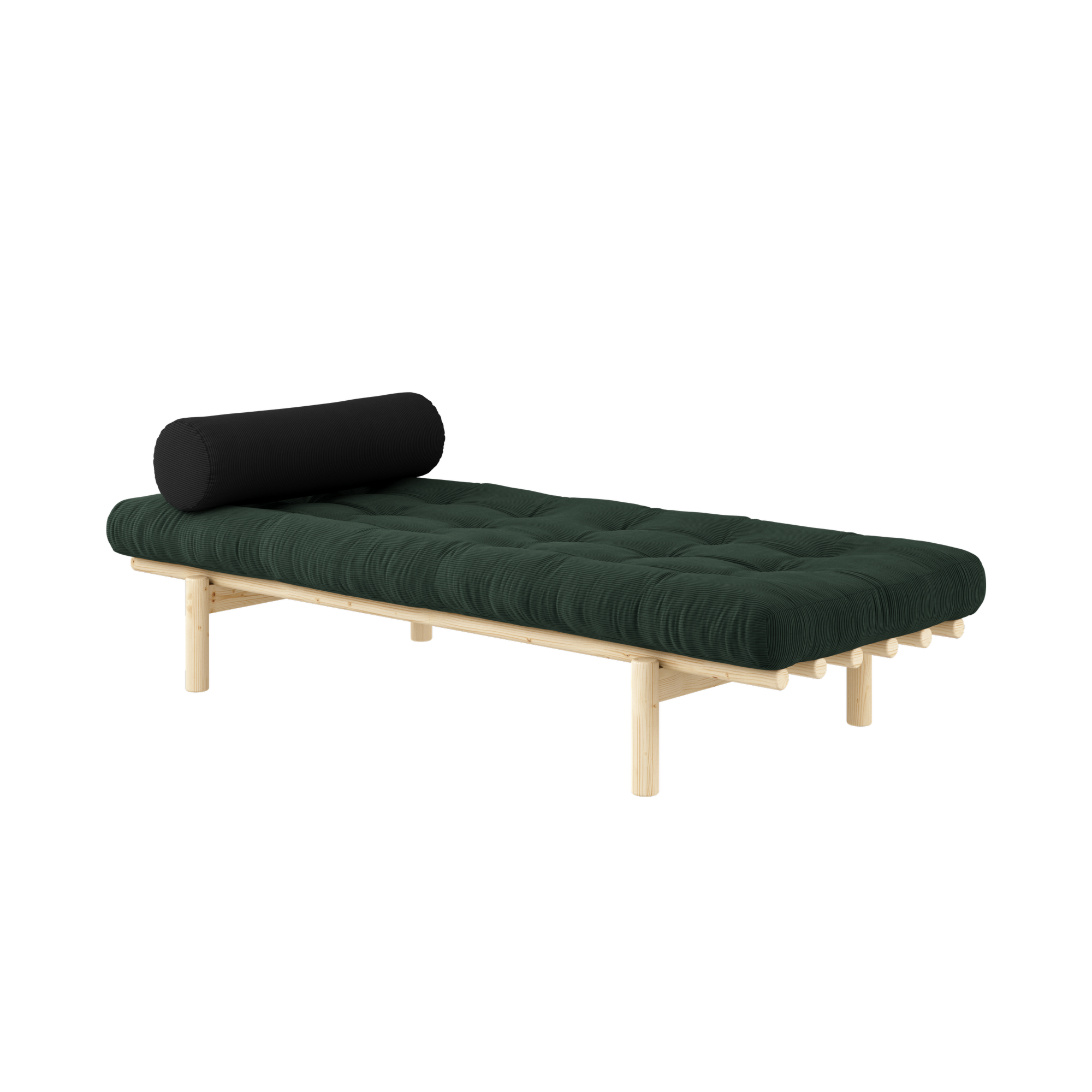 NEXT DAYBED CLEAR LACQUERED W. 4-LAYER MIXED MATTRESS SEAWEED