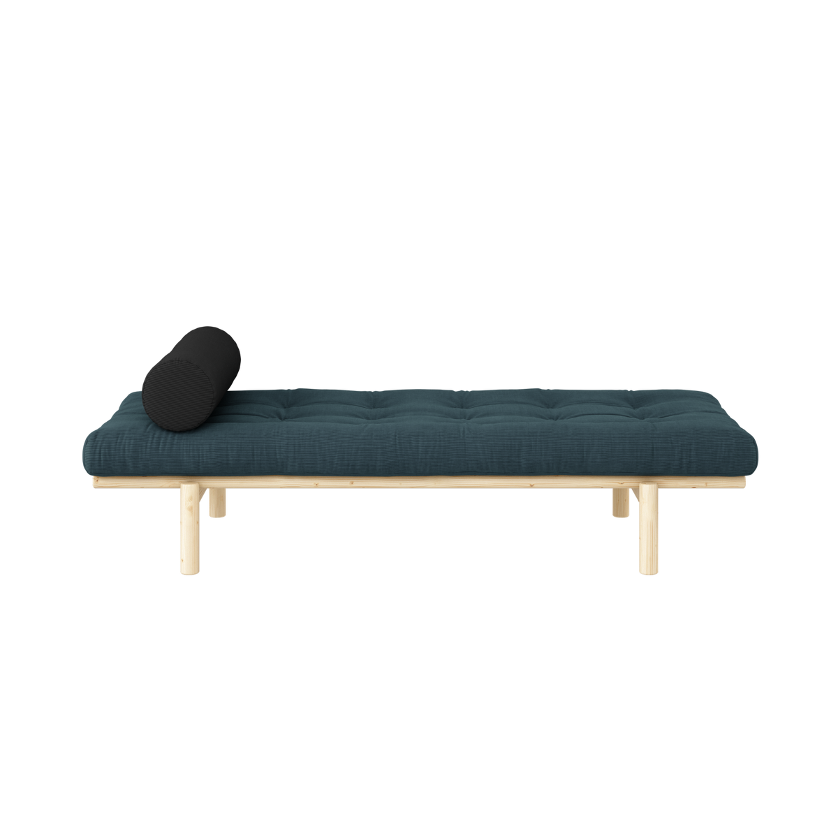 NEXT DAYBED CLEAR LACQUERED W. 4-LAYER MIXED MATTRESS PALE BLUE