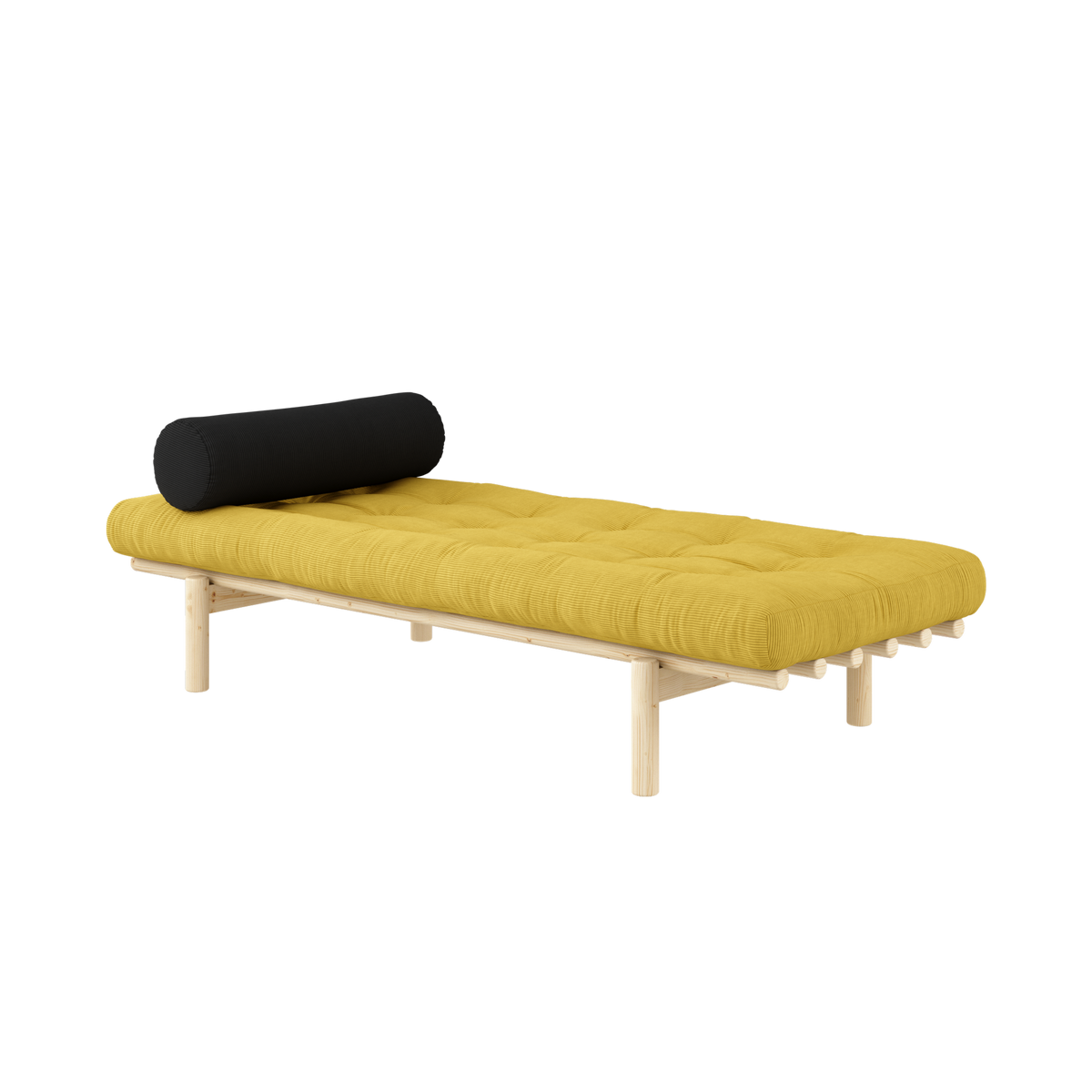 NEXT DAYBED CLEAR LACQUERED W. 4-LAYER MIXED MATTRESS HONEY