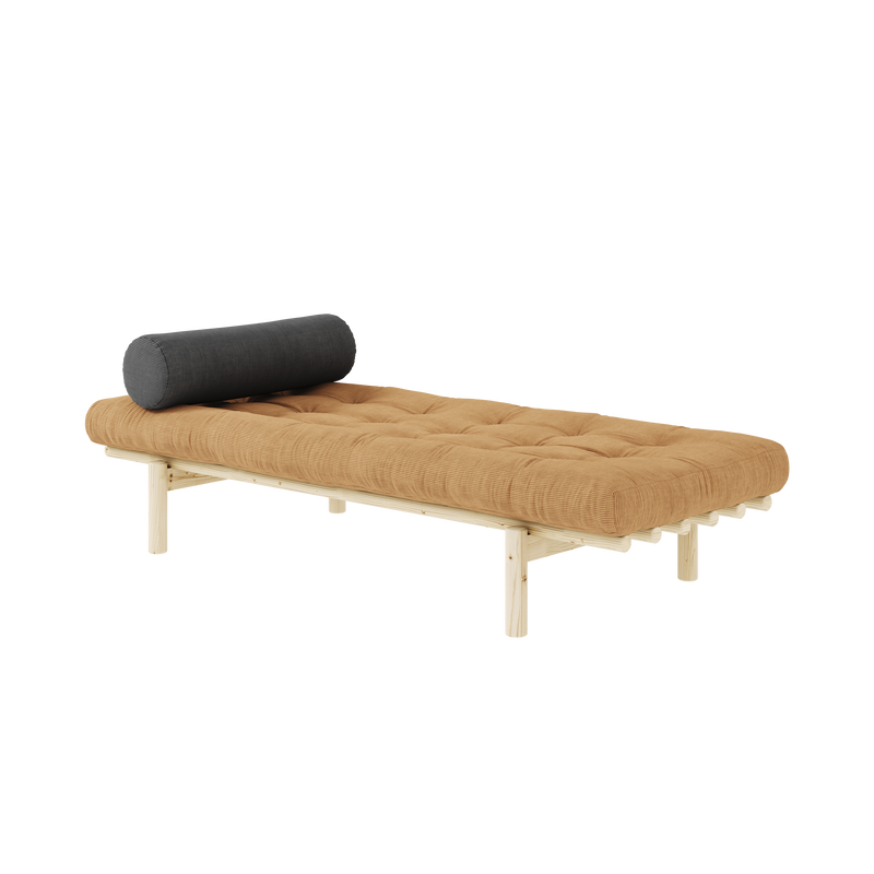 NEXT DAYBED CLEAR LACQUERED W. 4-LAYER MIXED MATTRESS FUDGE BROWN