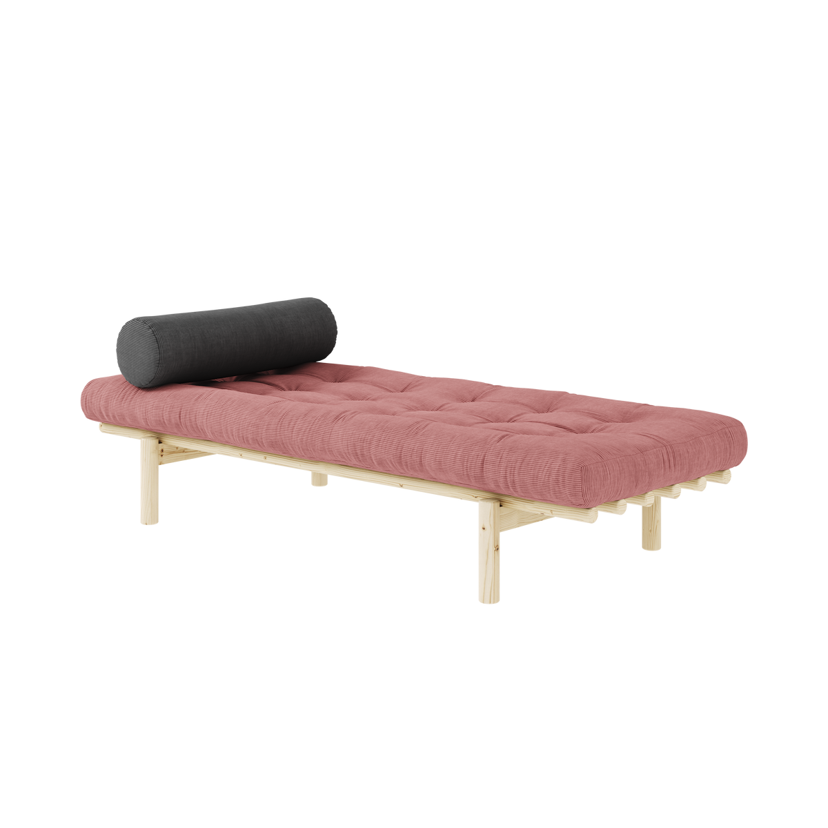 NEXT DAYBED CLEAR LACQUERED W. 4-LAYER MIXED MATTRESS SORBET PINK