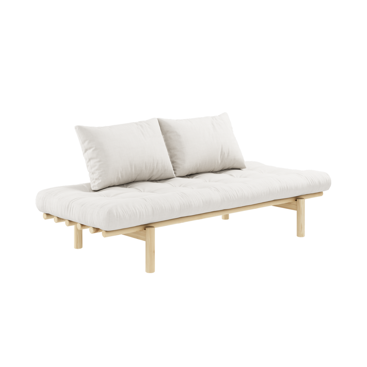 PACE DAYBED CLEAR LACQUERED W. 4-LAYER MIXED MATTRESS NATURAL
