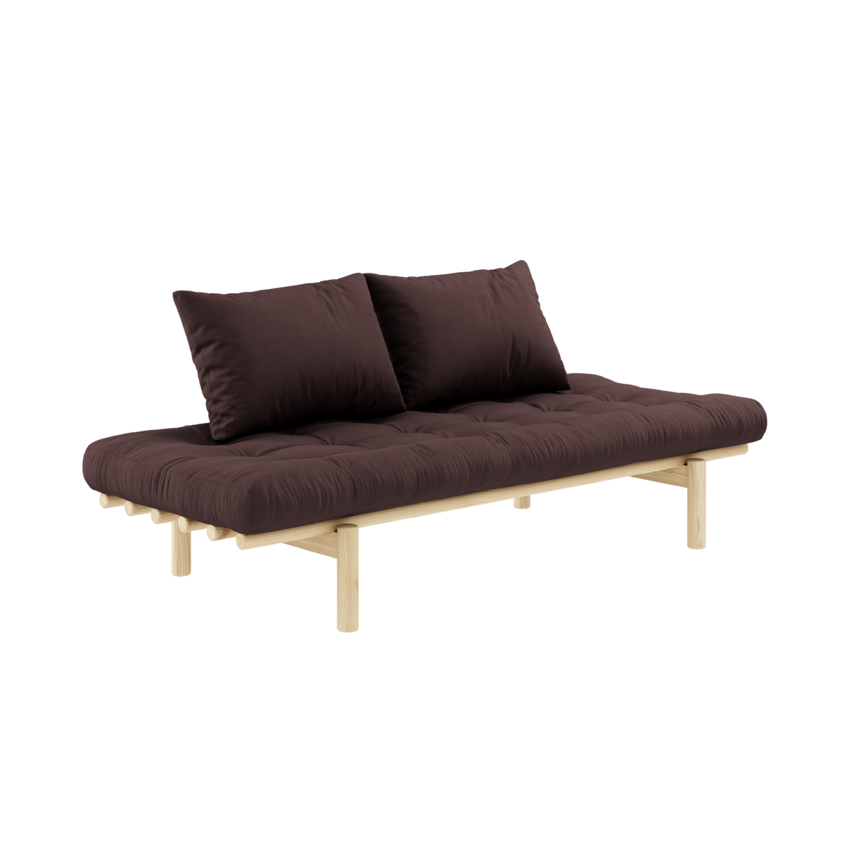 PACE DAYBED CLEAR LACQUERED W. 4-LAYER MIXED MATTRESS BROWN
