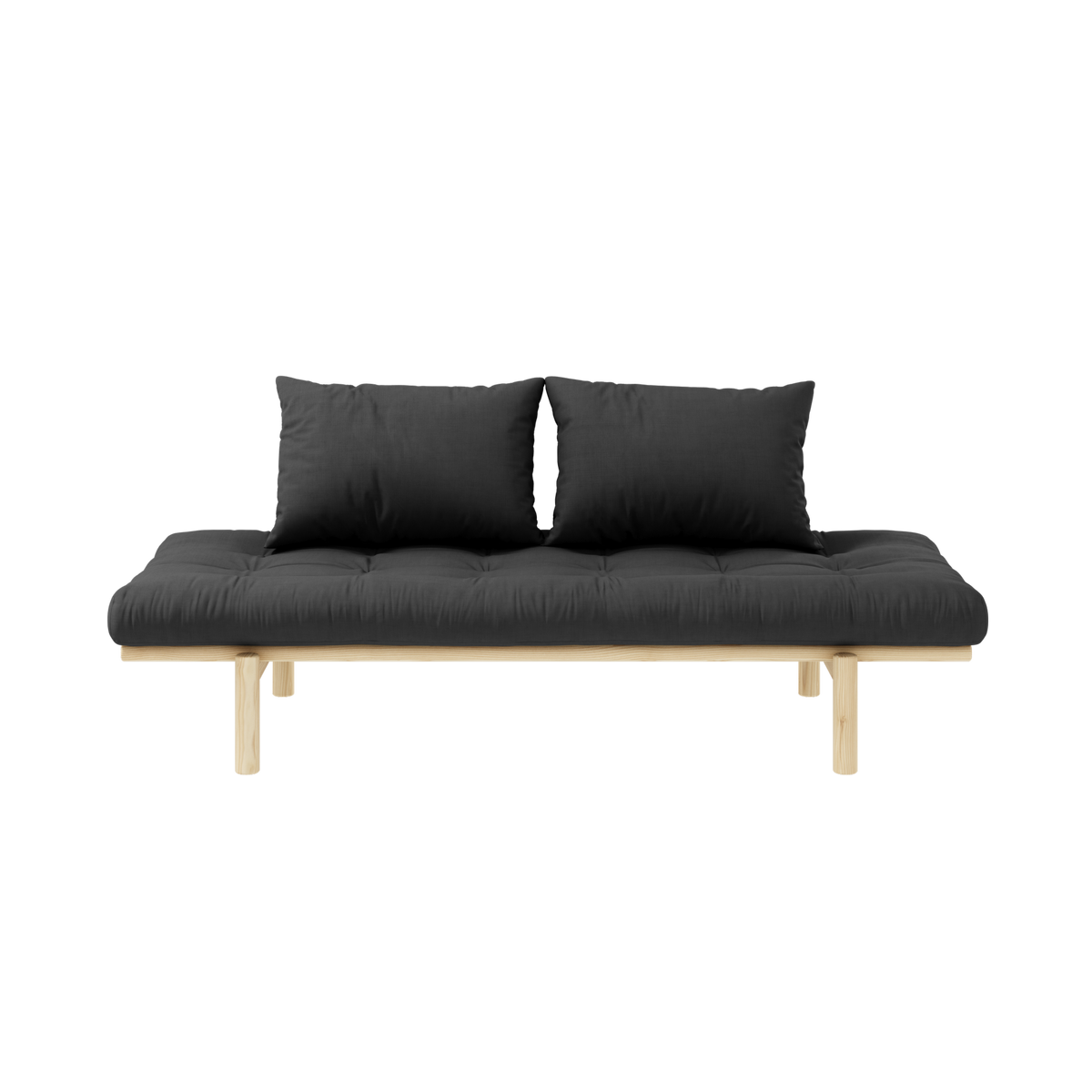 PACE DAYBED CLEAR LACQUERED W. 4-LAYER MIXED MATTRESS DARK GREY