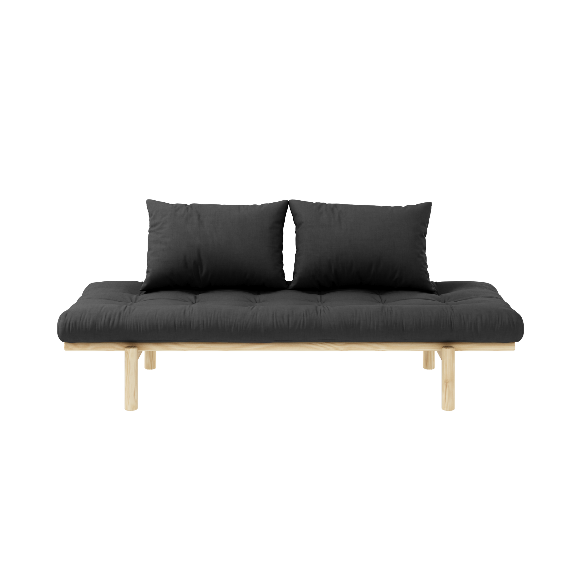 PACE DAYBED CLEAR LACQUERED W. 4-LAYER MIXED MATTRESS DARK GREY