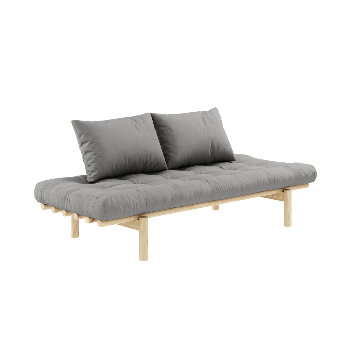 PACE DAYBED CLEAR LACQUERED W. 4-LAYER MIXED MATTRESS GREY