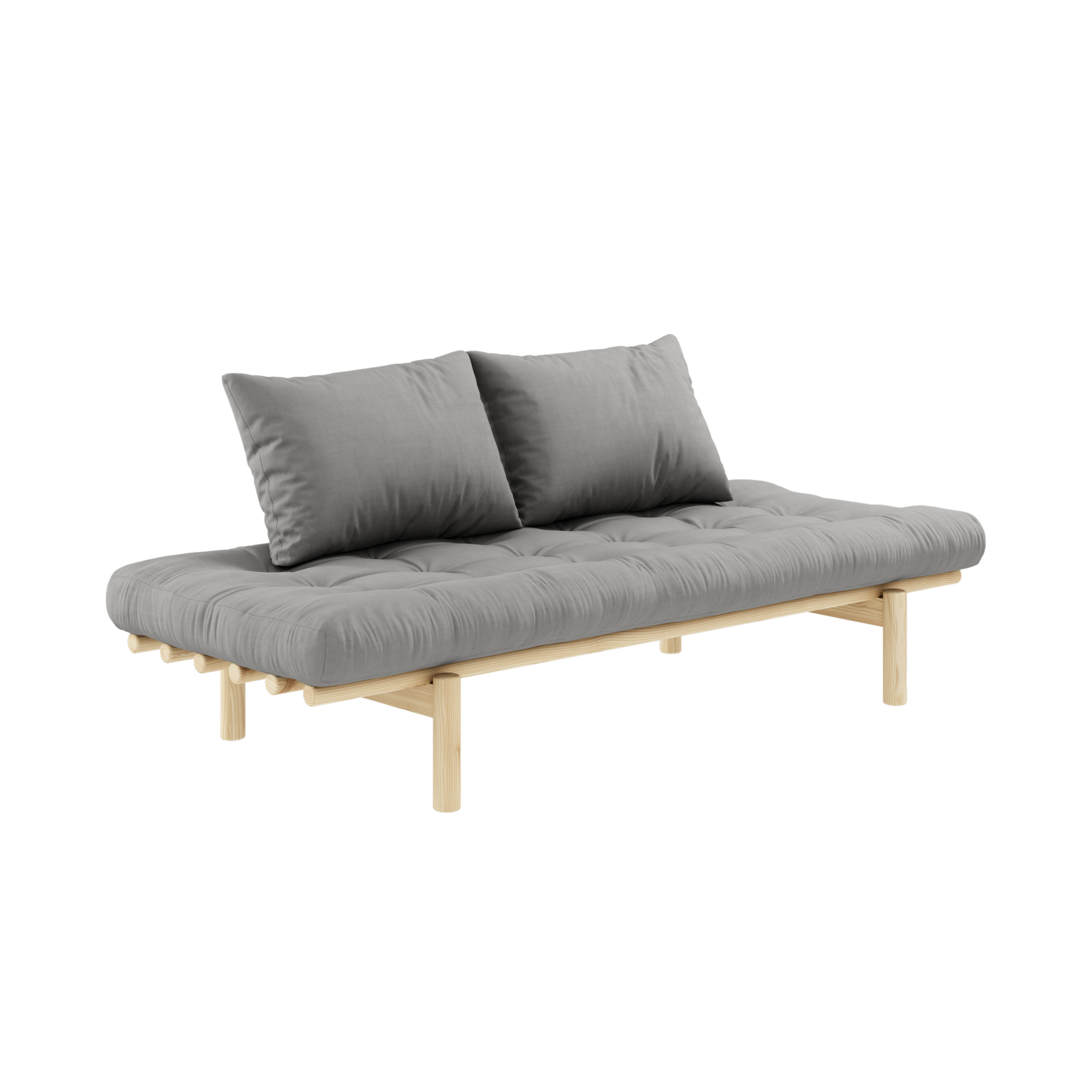 LIT-BANQUETTE PACE, LAQUÉ TRANSPARENT AVEC MATELAS MIXTE 4 COUCHES GRIS