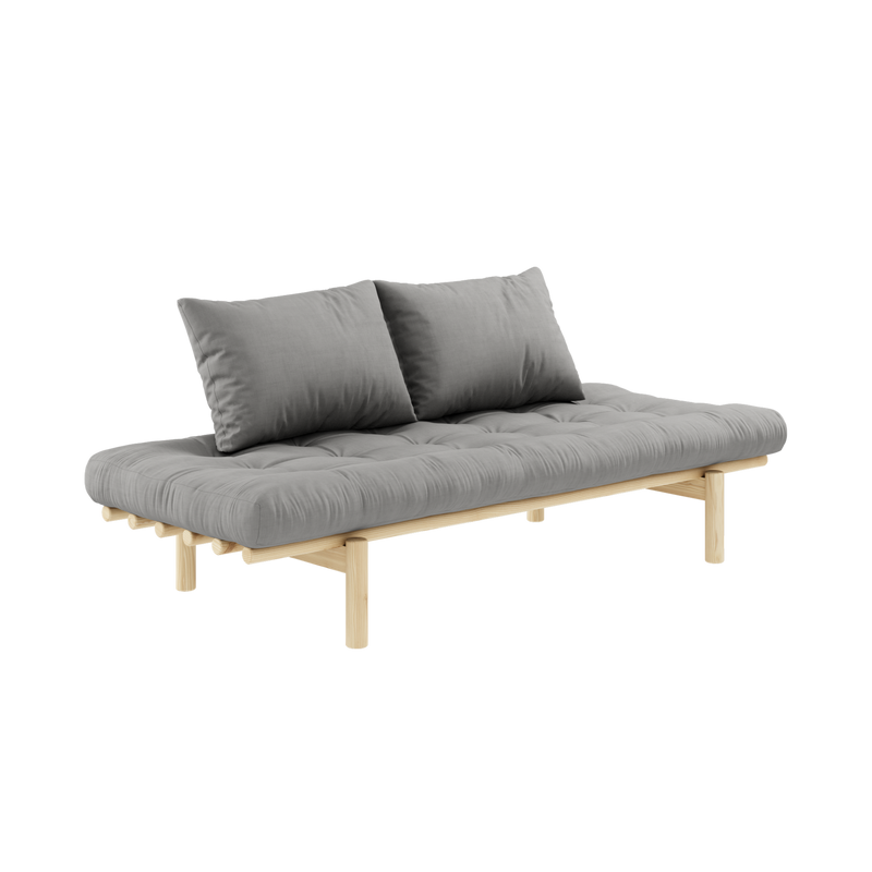 LIT-BANQUETTE PACE, LAQUÉ TRANSPARENT AVEC MATELAS MIXTE 4 COUCHES GRIS