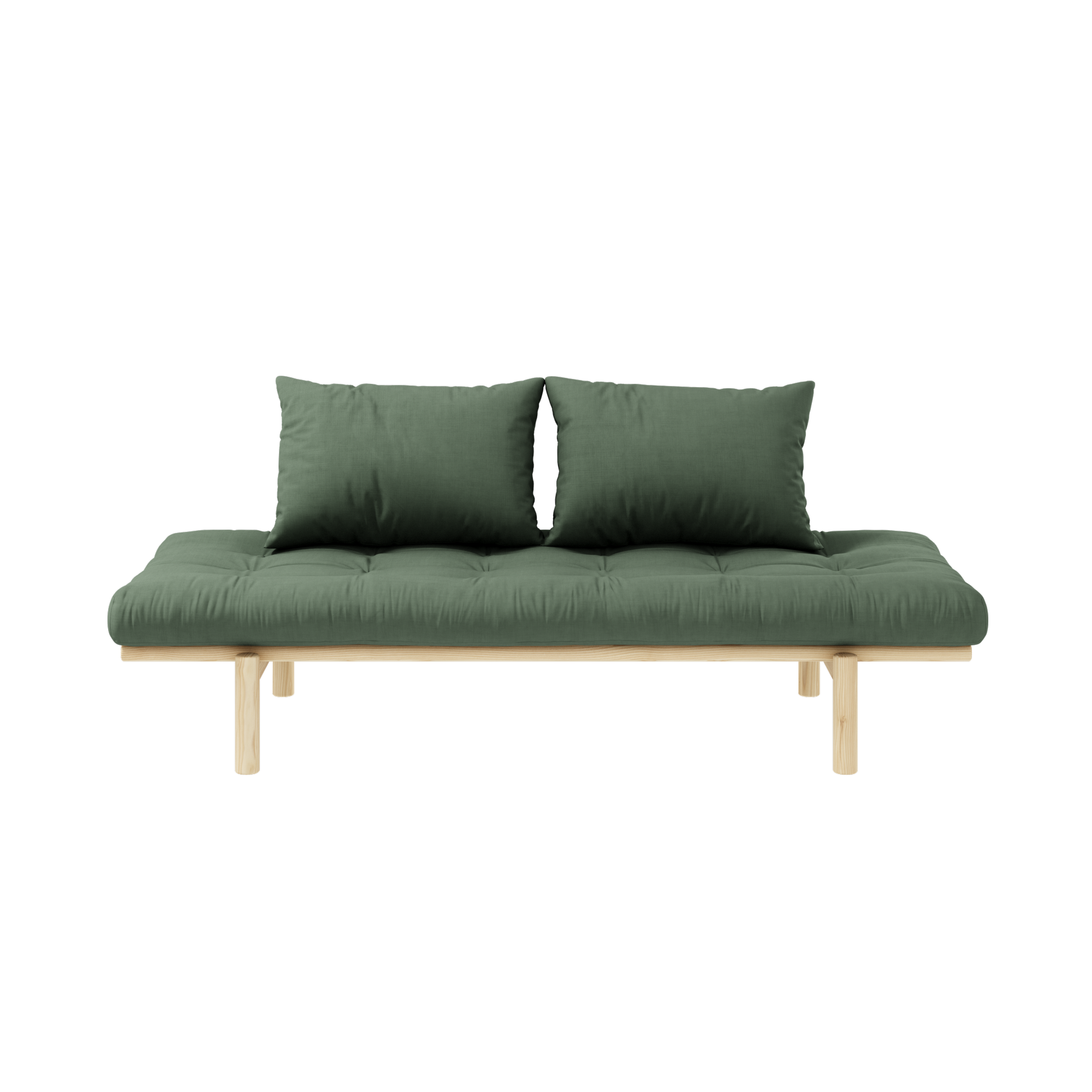 PACE DAYBED CLEAR LACQUERED W. 4-LAYER MIXED MATTRESS OLIVE GREEN