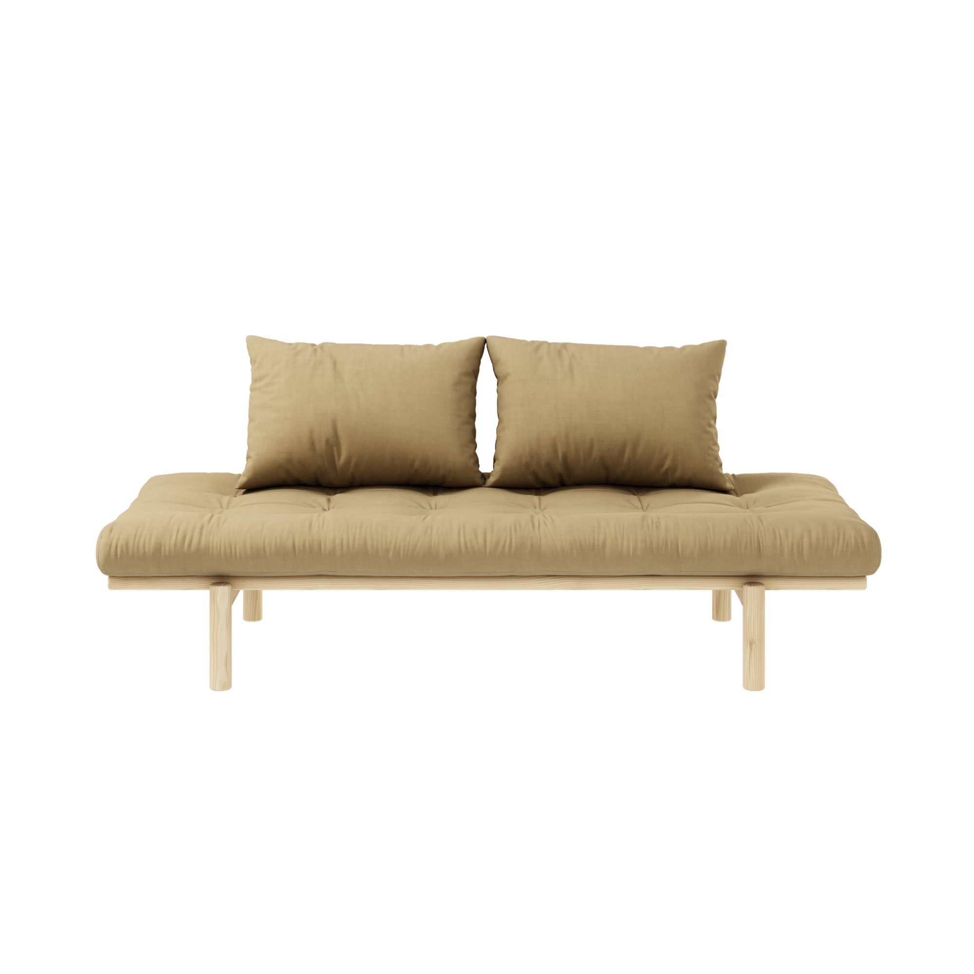 PACE DAYBED CLEAR LACQUERED W. 4-LAYER MIXED MATTRESS WHEAT BEIGE