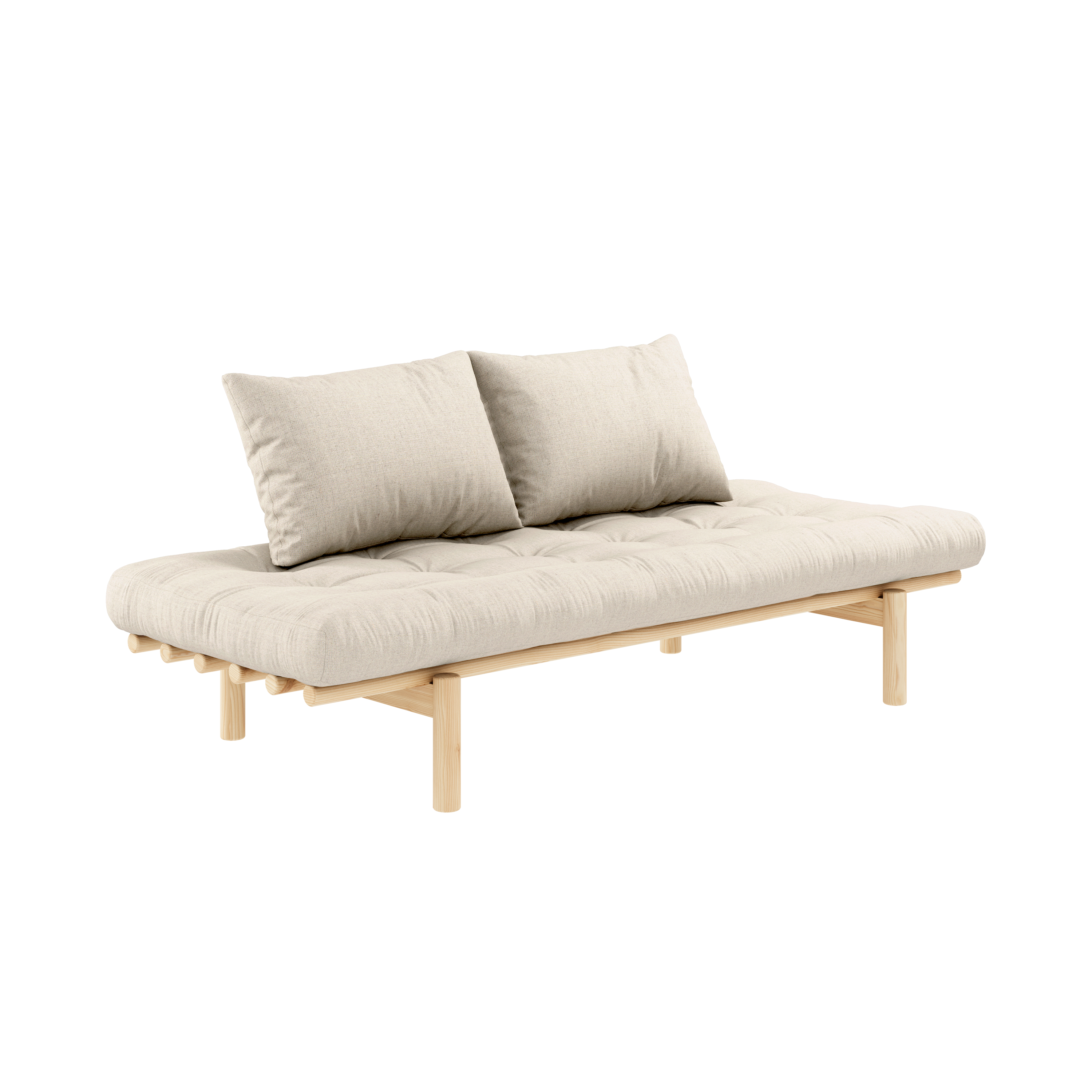 PACE DAYBED VERNIS CLAIR AVEC MATELAS MIXTE 4 COUCHES EN LIN