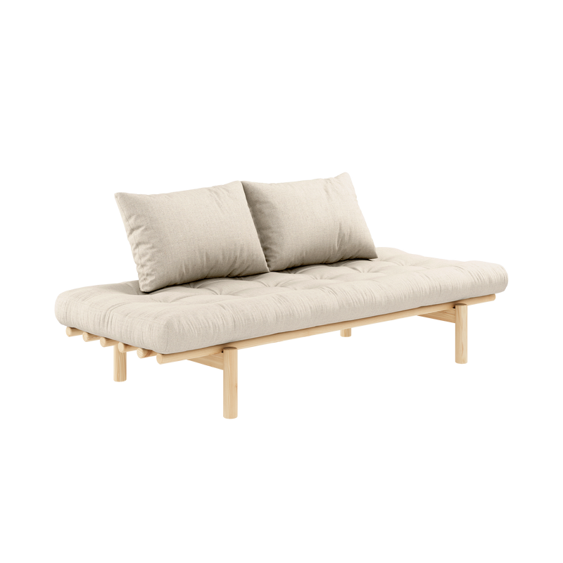 PACE DAYBED VERNIS CLAIR AVEC MATELAS MIXTE 4 COUCHES EN LIN