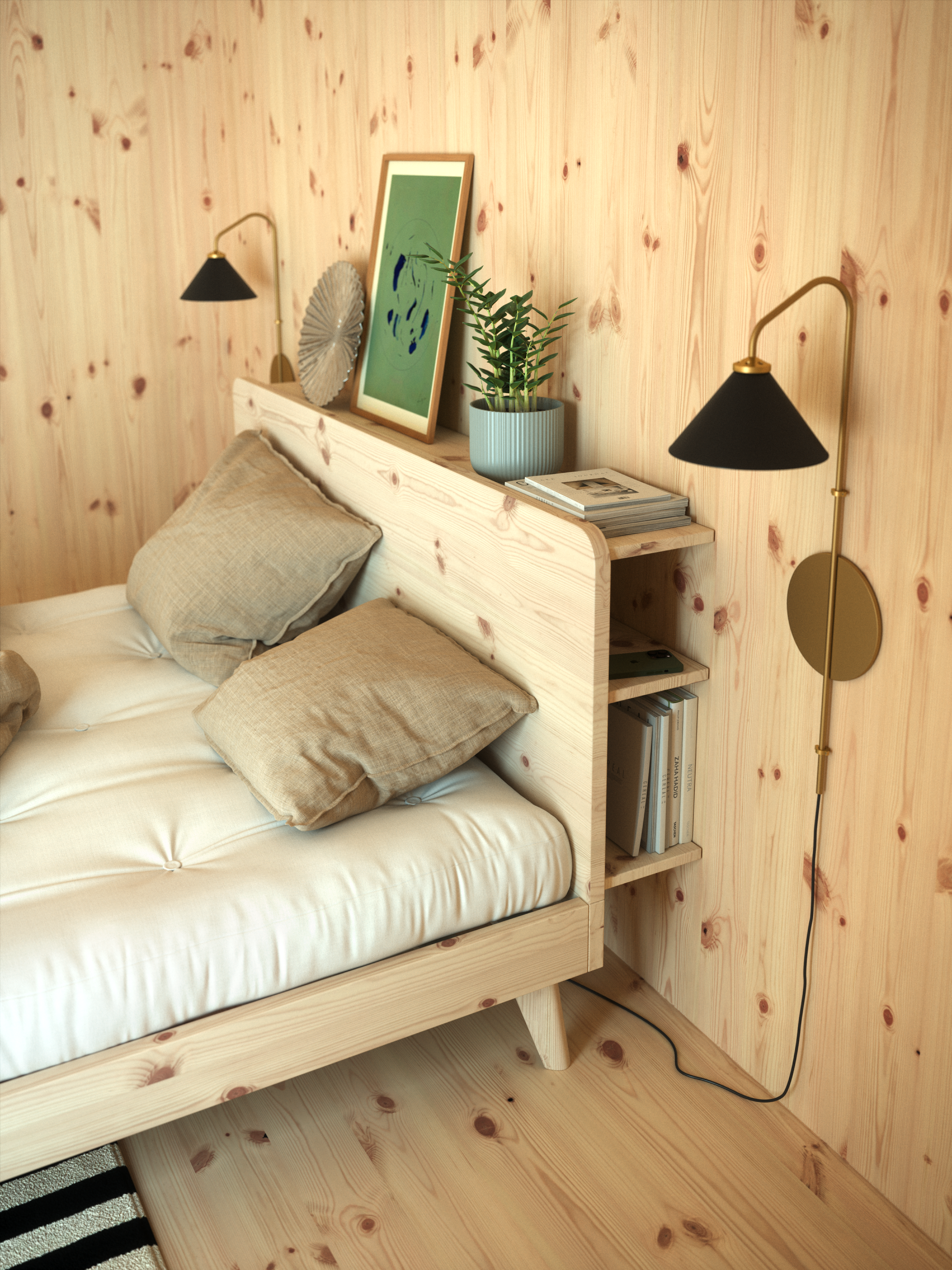 RETREAT BED CLEAR LACQUERED 180 X 200