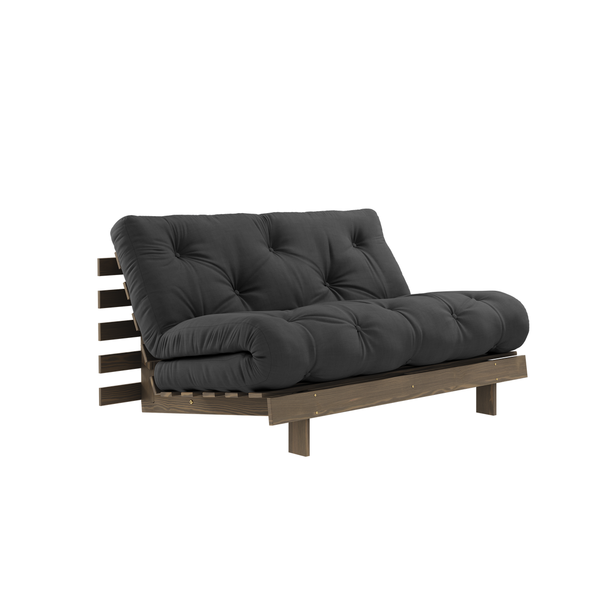 ROOTS CAROB BRUN 140 X 200 AVEC MATELAS ROOTS GRIS FONCÉ