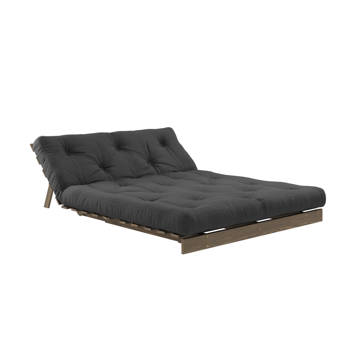 ROOTS CAROB BRUN 140 X 200 AVEC MATELAS ROOTS GRIS FONCÉ