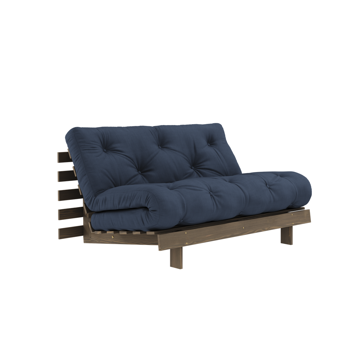 ROOTS BRUN CAROUBE 140 X 200 AVEC MATELAS ROOTS BLEU MARINE