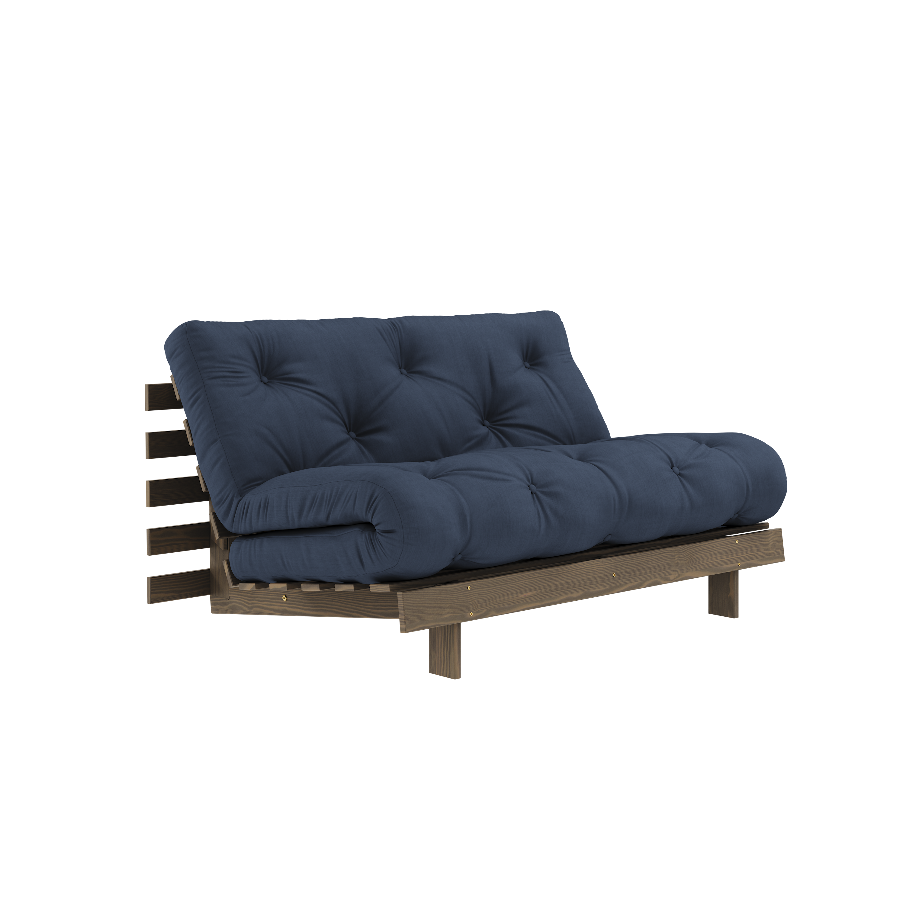 ROOTS BRUN CAROUBE 140 X 200 AVEC MATELAS ROOTS BLEU MARINE
