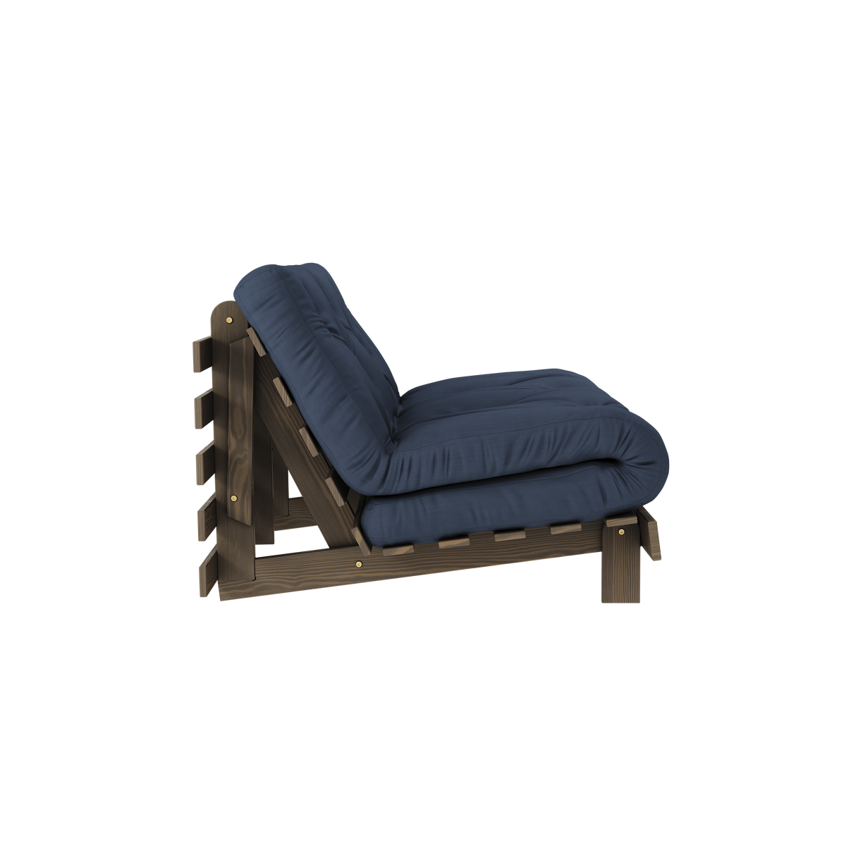 ROOTS BRUN CAROUBE 140 X 200 AVEC MATELAS ROOTS BLEU MARINE