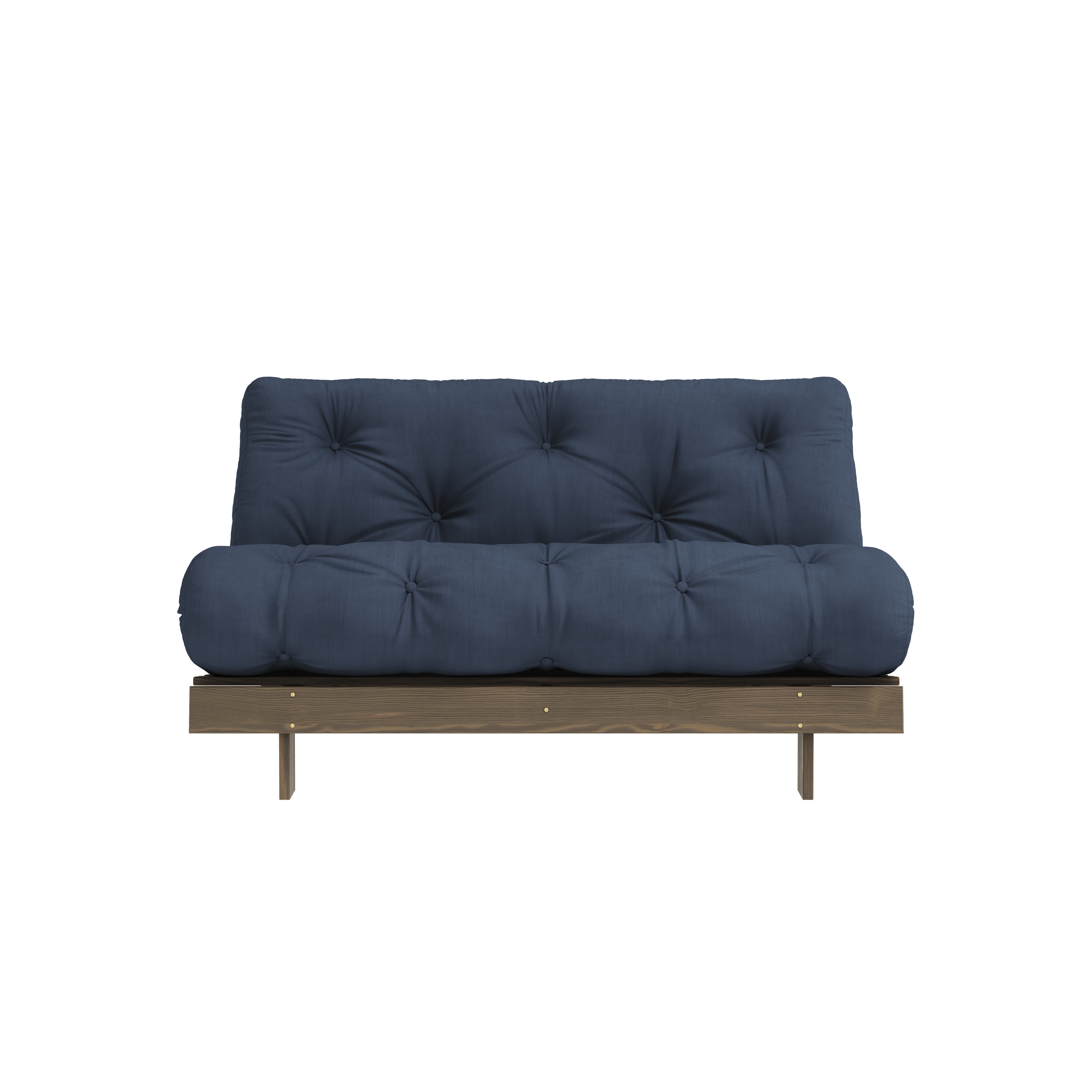 ROOTS BRUN CAROUBE 140 X 200 AVEC MATELAS ROOTS BLEU MARINE