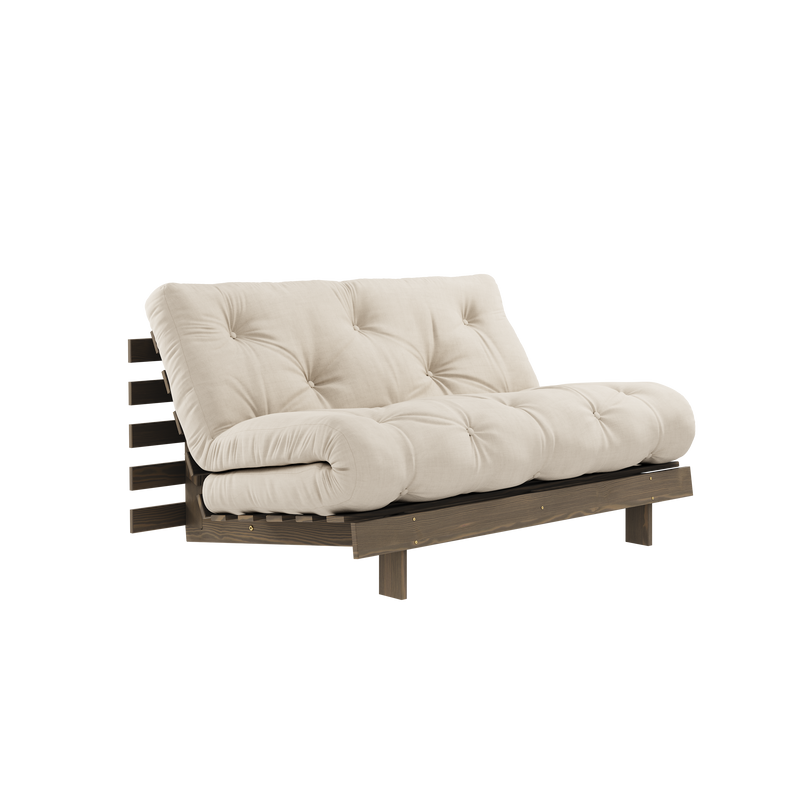 RACINES CAROUBE BRUN 140 X 200 AVEC MATELAS ROOTS BEIGE