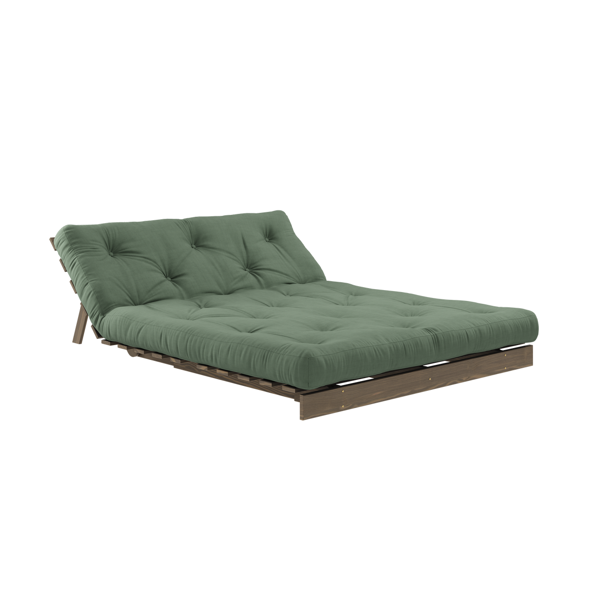 ROOTS CAROB BROWN 140 X 200 AVEC MATELAS ROOTS VERT OLIVE
