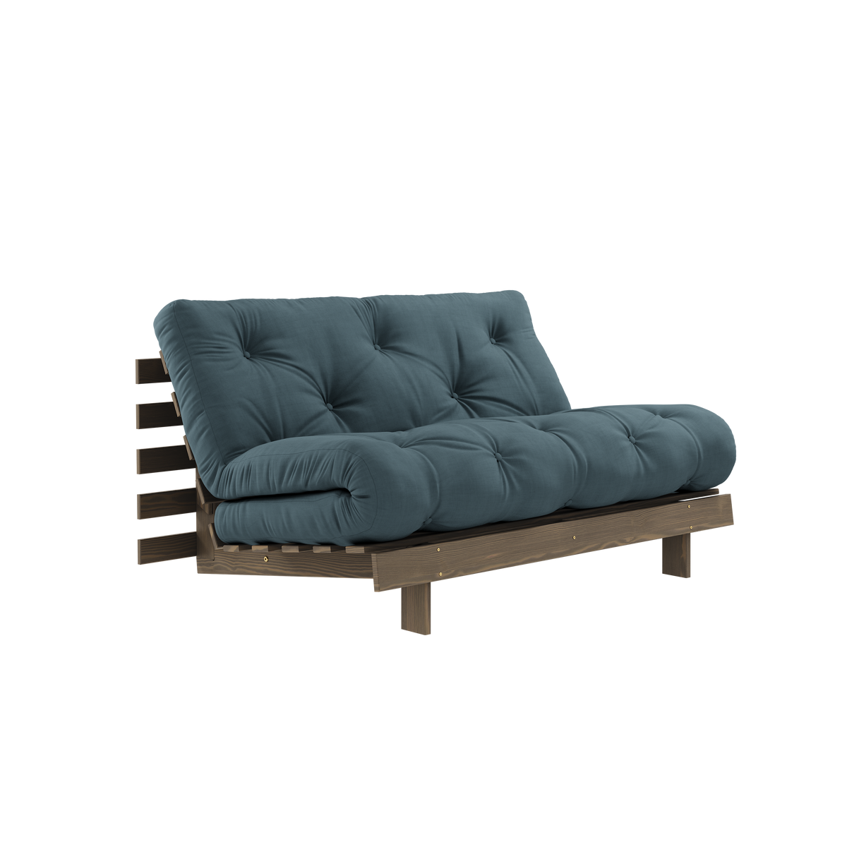 RACINES CAROUBE BRUN 140 X 200 AVEC MATELAS ROOTS BLEU PÉTROLE