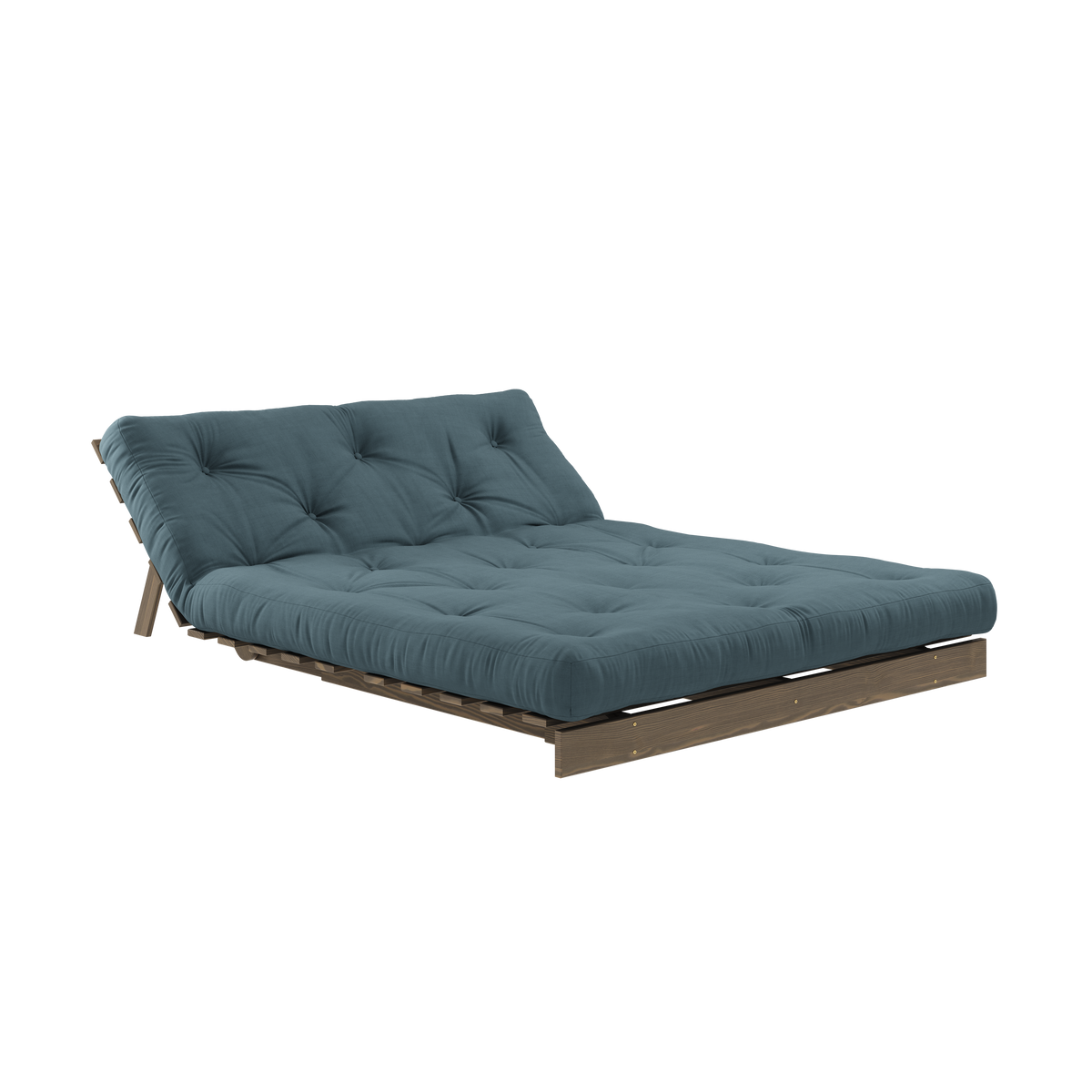 RACINES CAROUBE BRUN 140 X 200 AVEC MATELAS ROOTS BLEU PÉTROLE