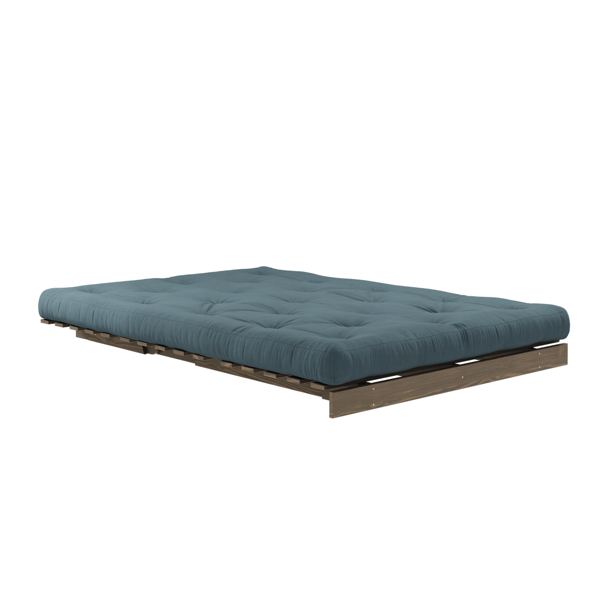 RACINES CAROUBE BRUN 140 X 200 AVEC MATELAS ROOTS BLEU PÉTROLE
