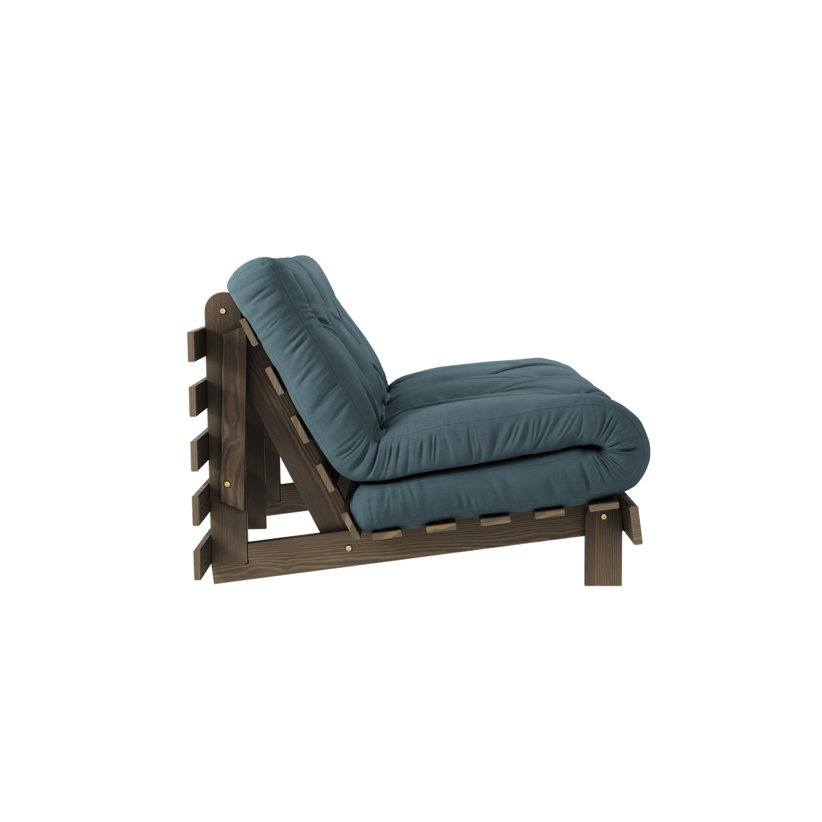 RACINES CAROUBE BRUN 140 X 200 AVEC MATELAS ROOTS BLEU PÉTROLE