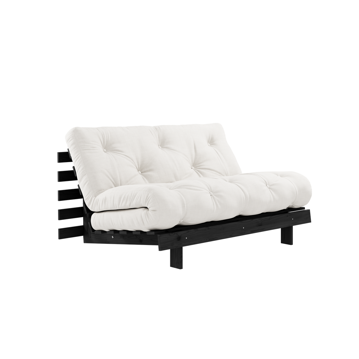 ROOTS BLACK NIGHT LACQUERED 140 X 200 W. ROOTS MATTRESS NATURAL