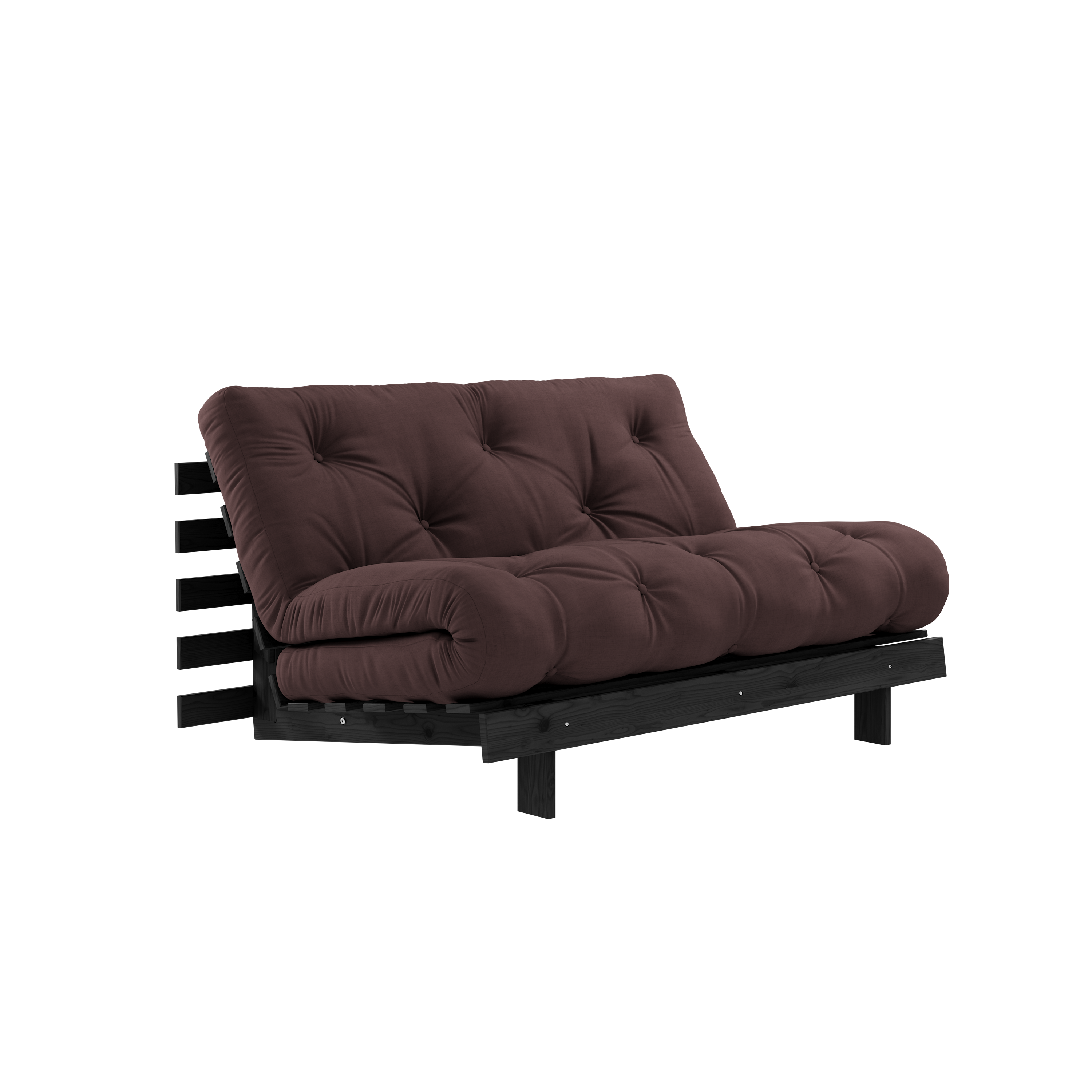 ROOTS BLACK NIGHT LACQUERED 140 X 200 W. ROOTS MATTRESS BROWN
